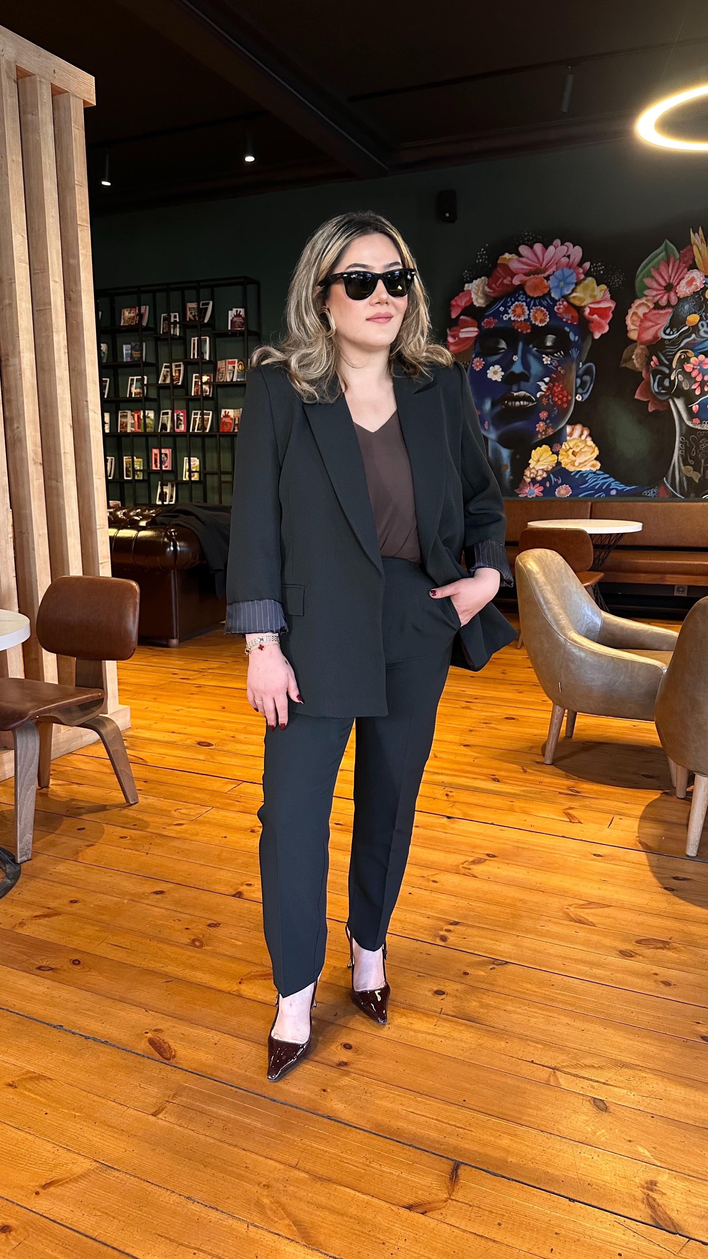KOL KATLAMALI BLAZER CEKET SİYAH