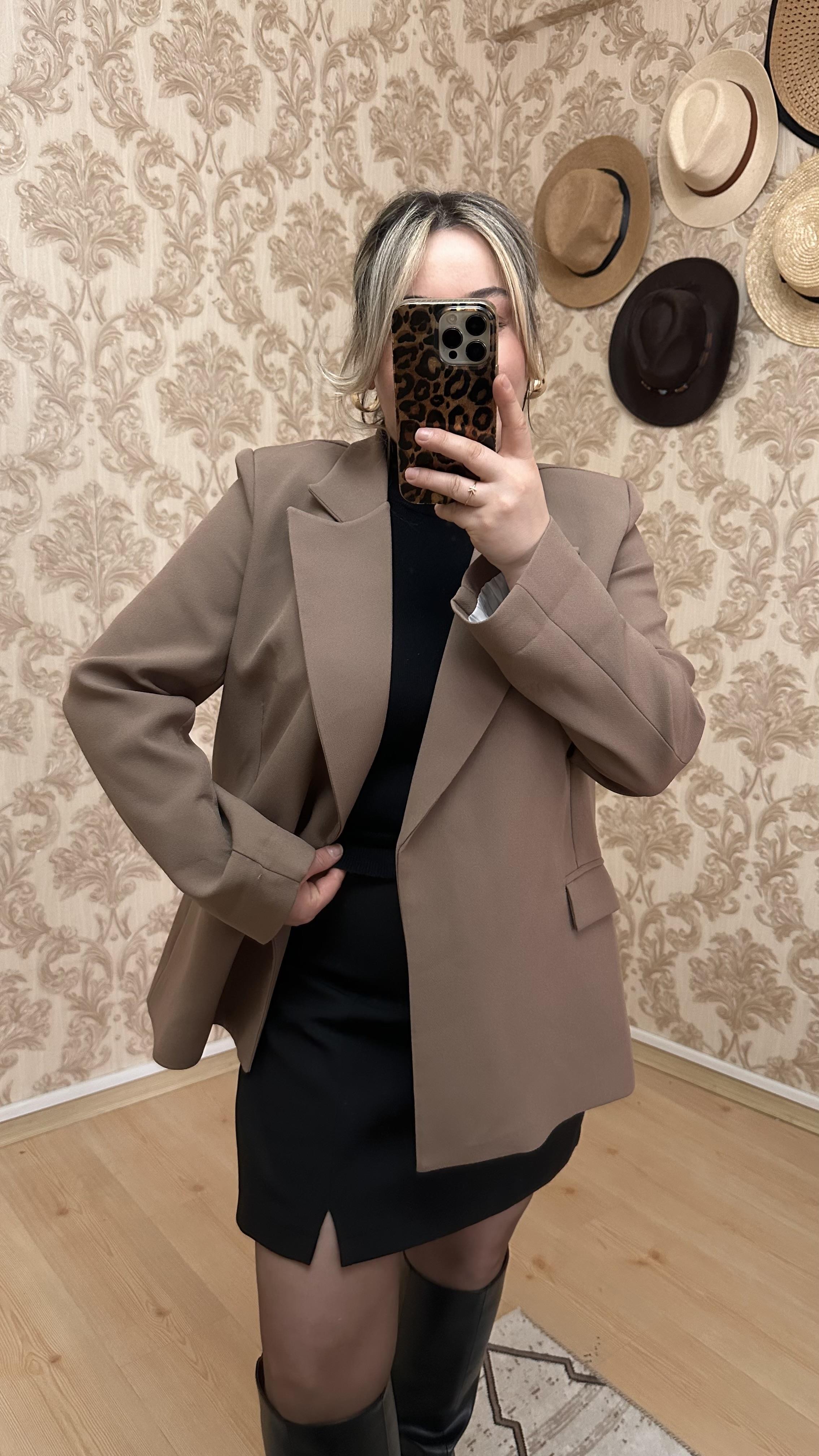 KOL KATLAMALI BLAZER CEKET VİZON