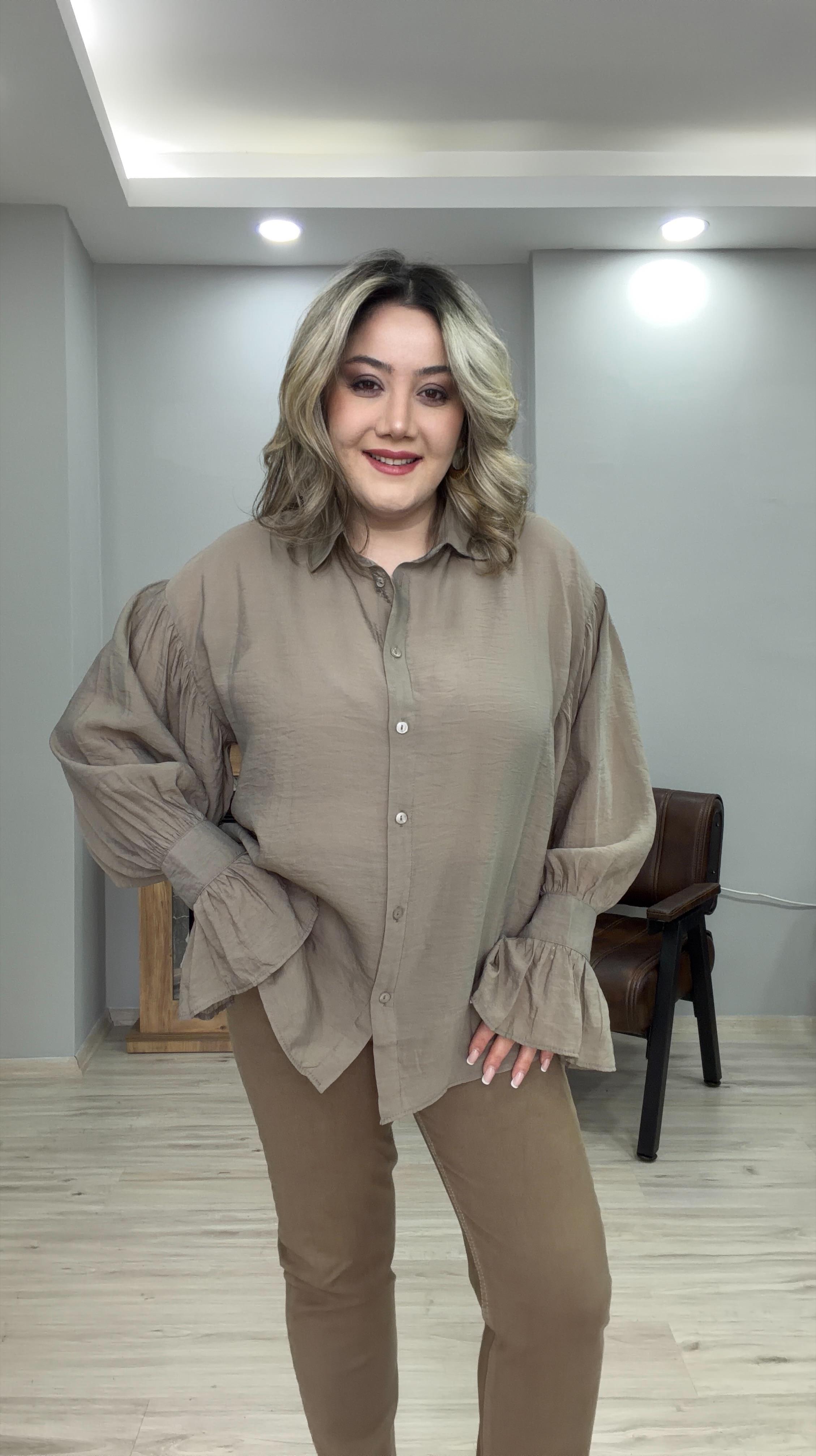 KOLLARI VOLANLI VİZON GÖMLEK