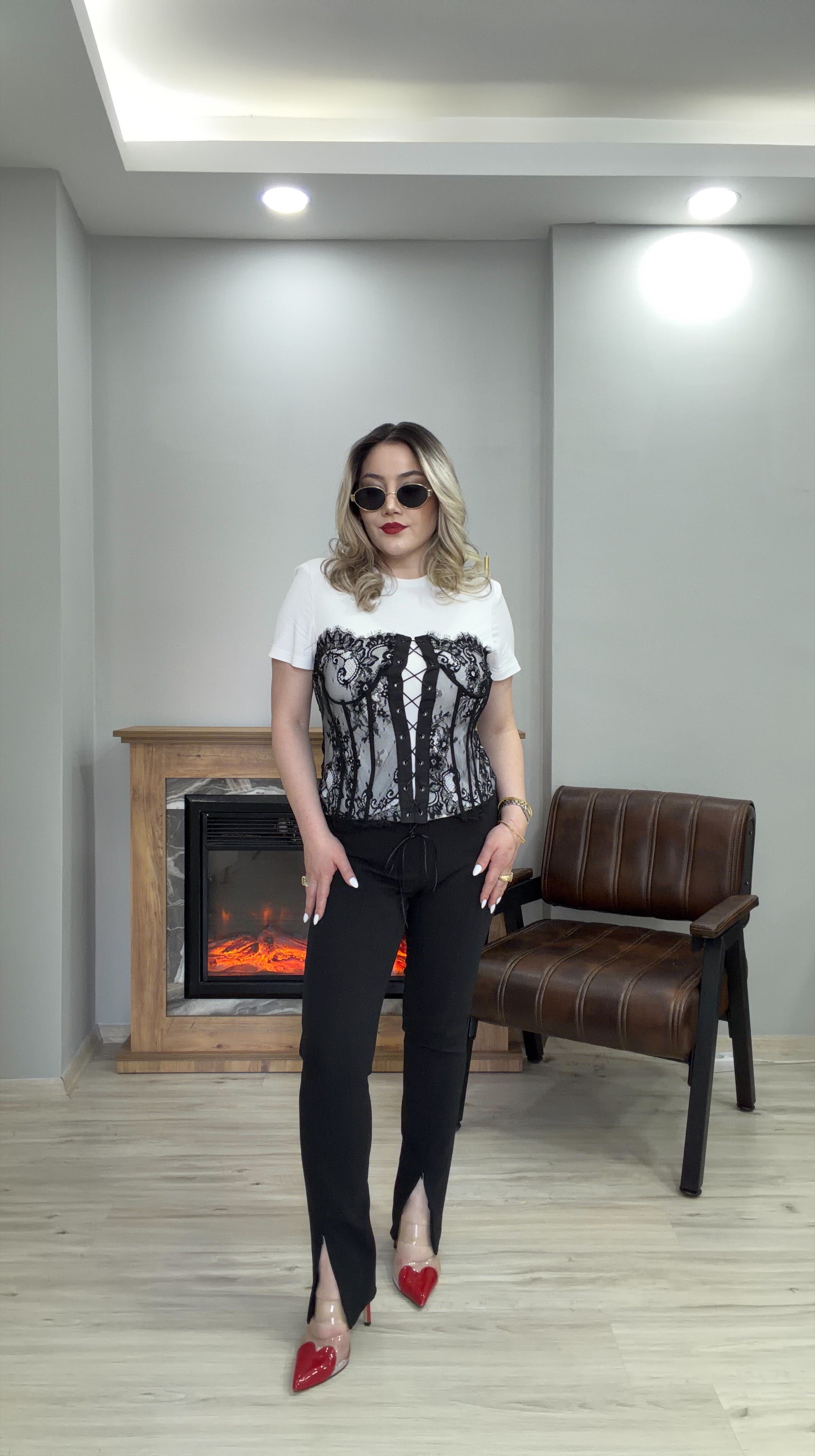 KORSAJ BÜSTİYER T-SHIRT EKRU 