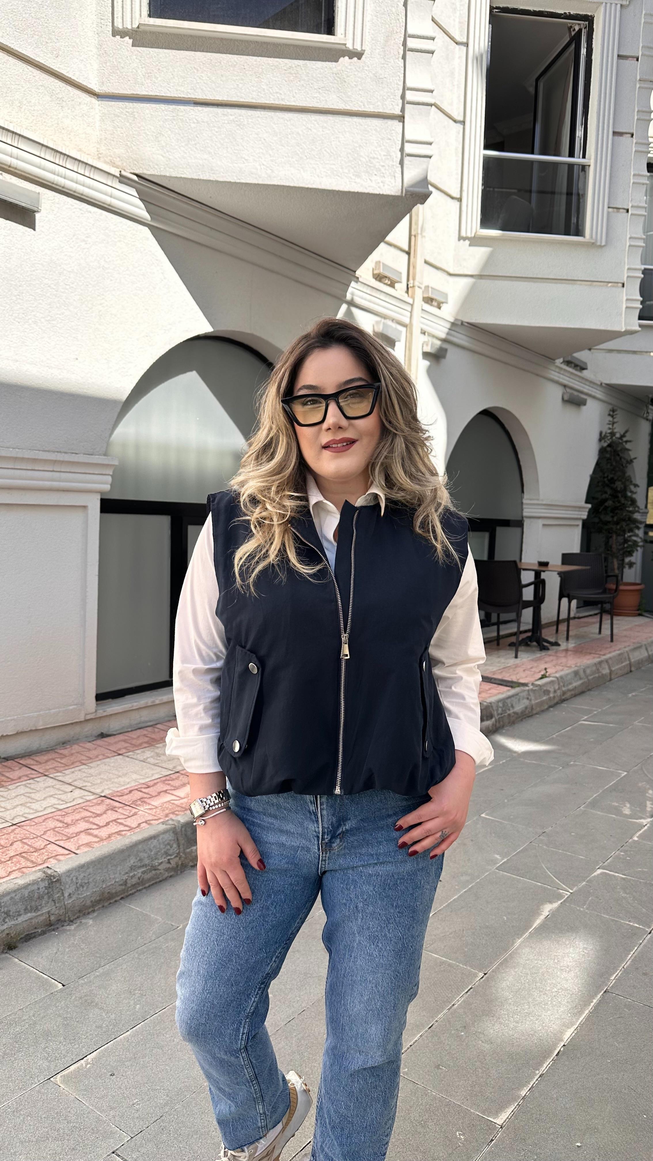 LACİVERT BOMBER YELEK