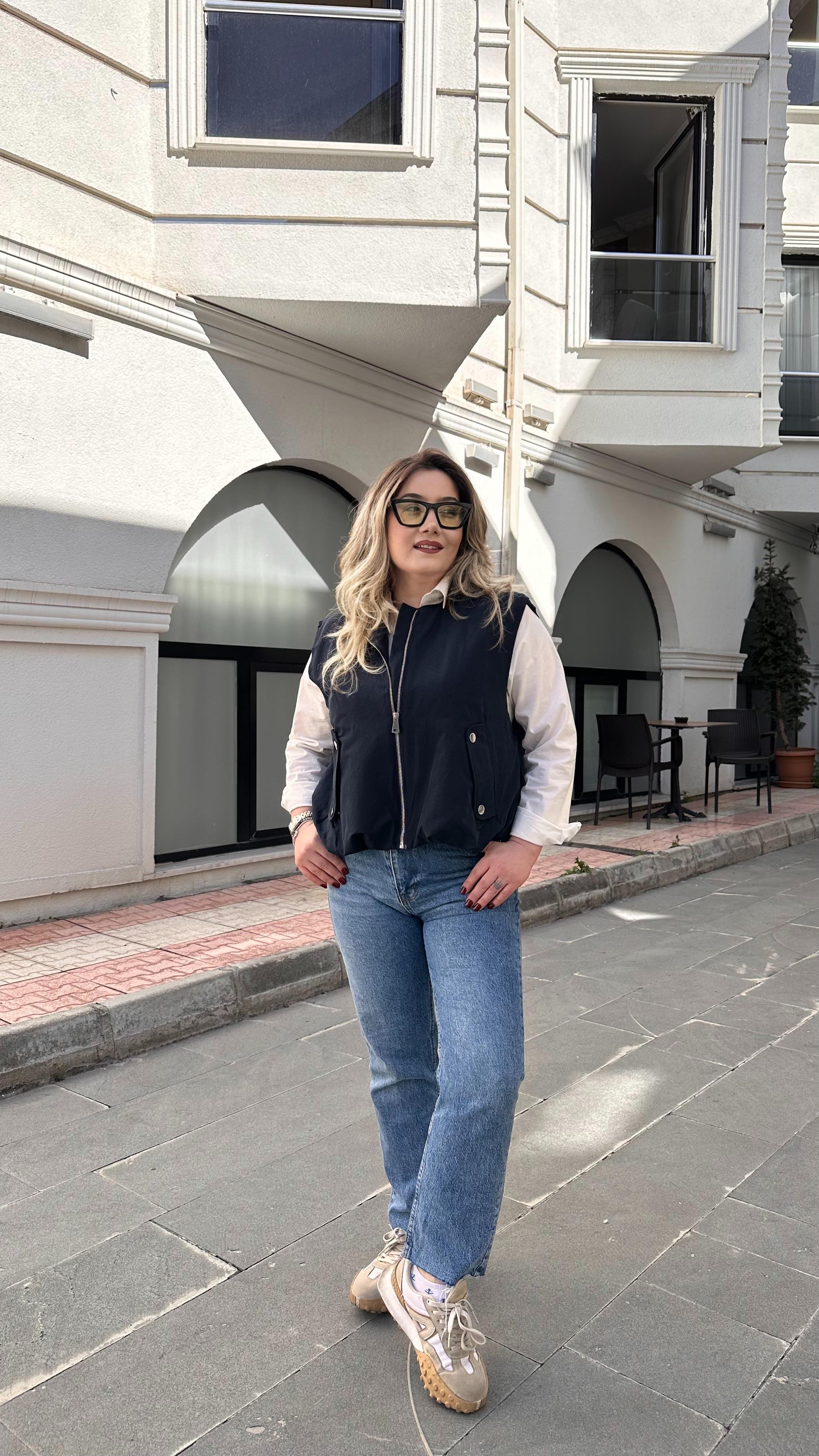LACİVERT BOMBER YELEK