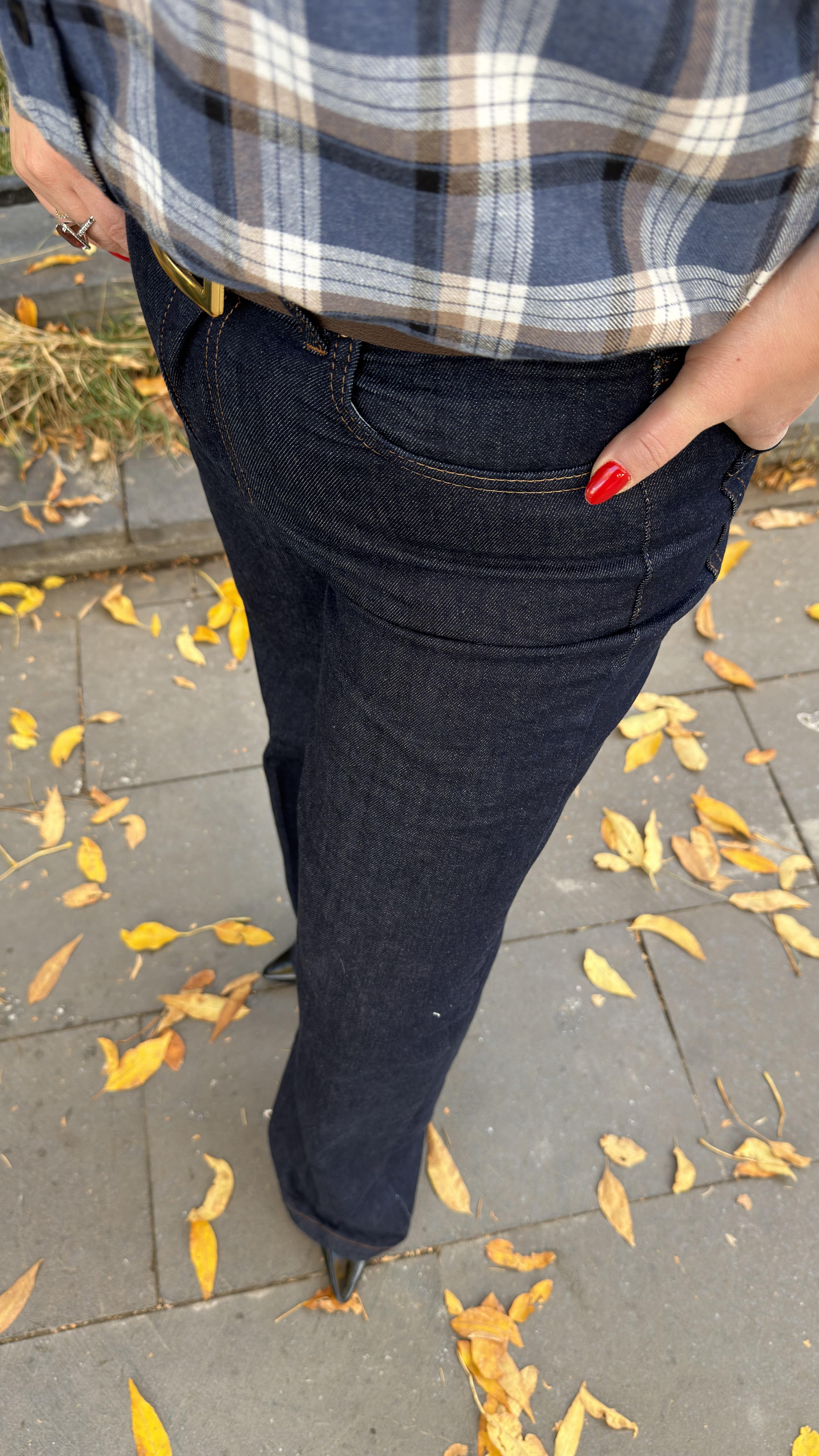 LACİVERT WİDE LEG JEAN 