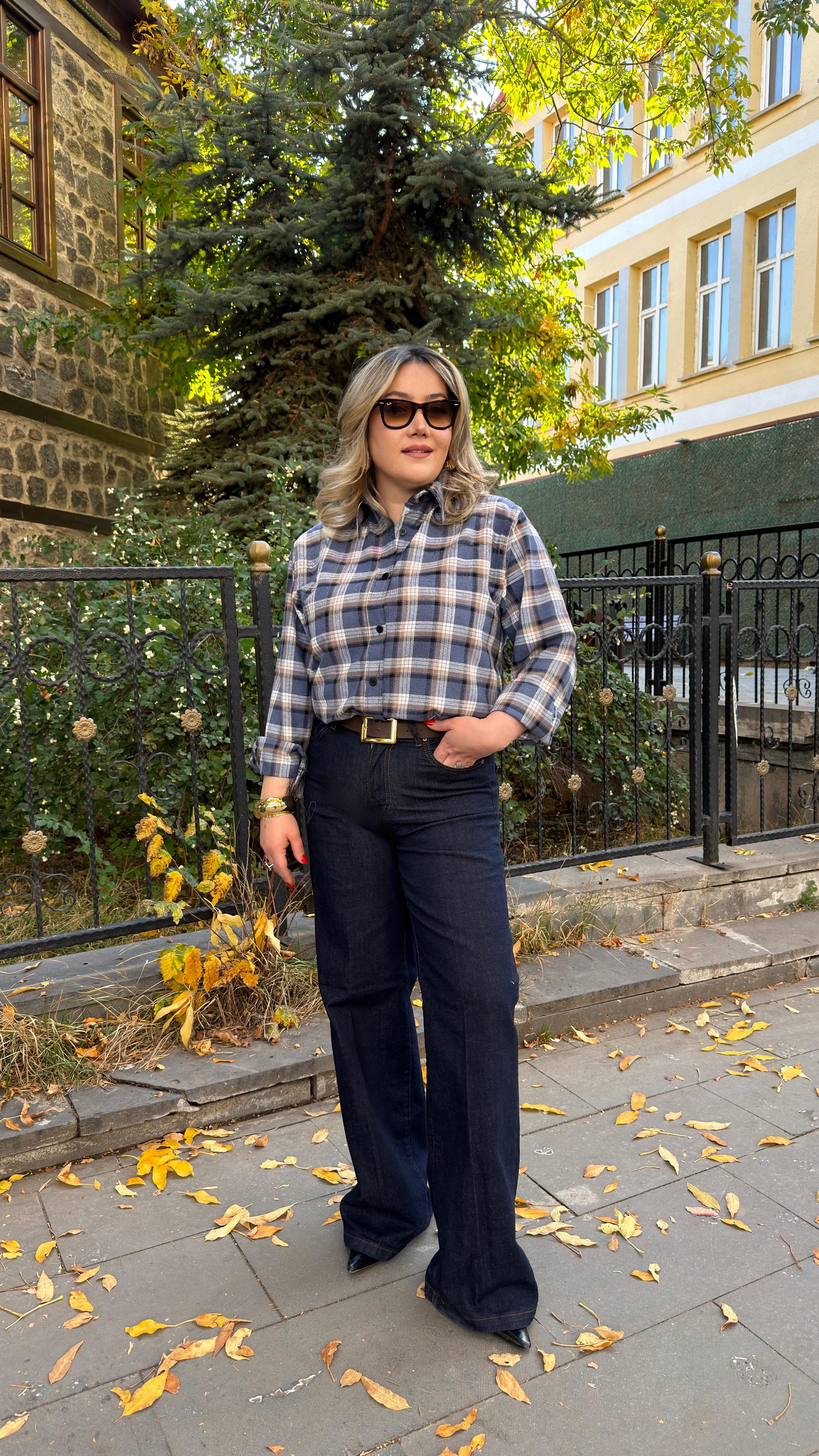 LACİVERT WİDE LEG JEAN 