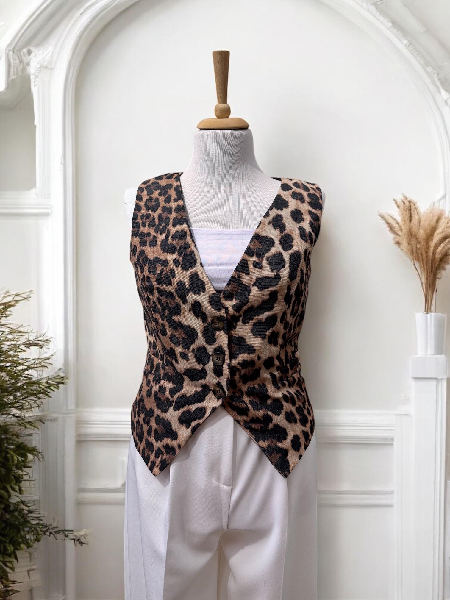 LEOPAR DESEN CEPKEN YELEK
