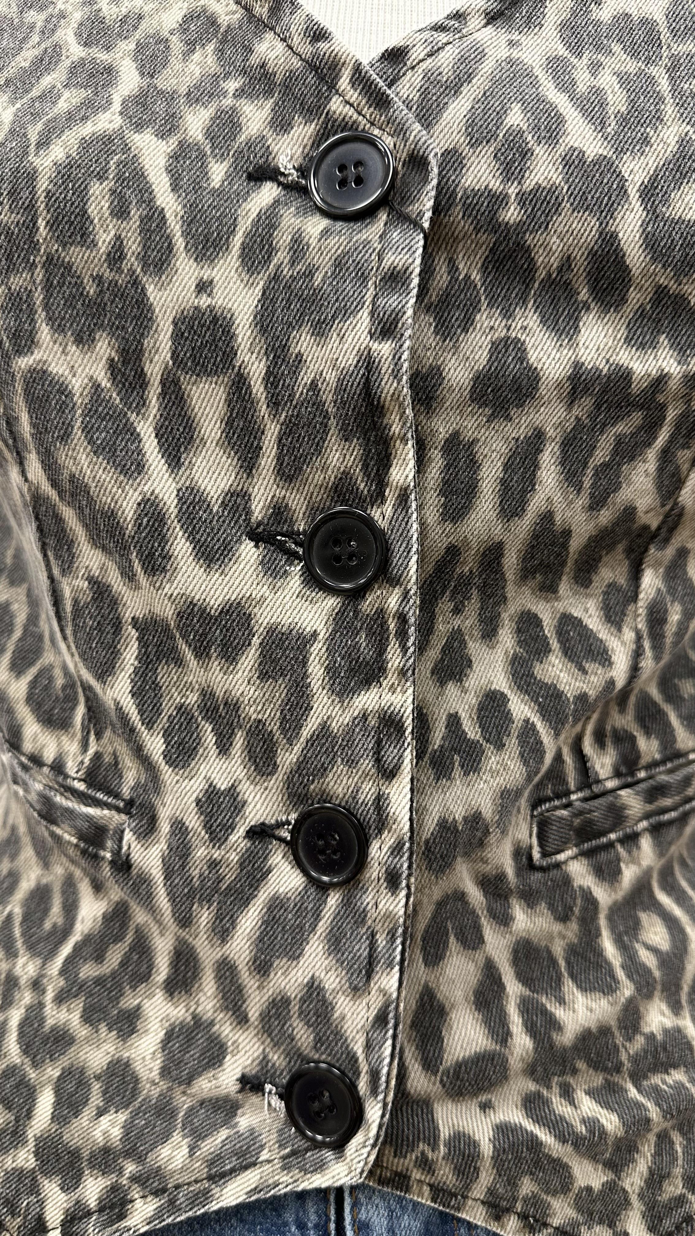 LEOPAR DESEN JEAN CEPKEN YELEK