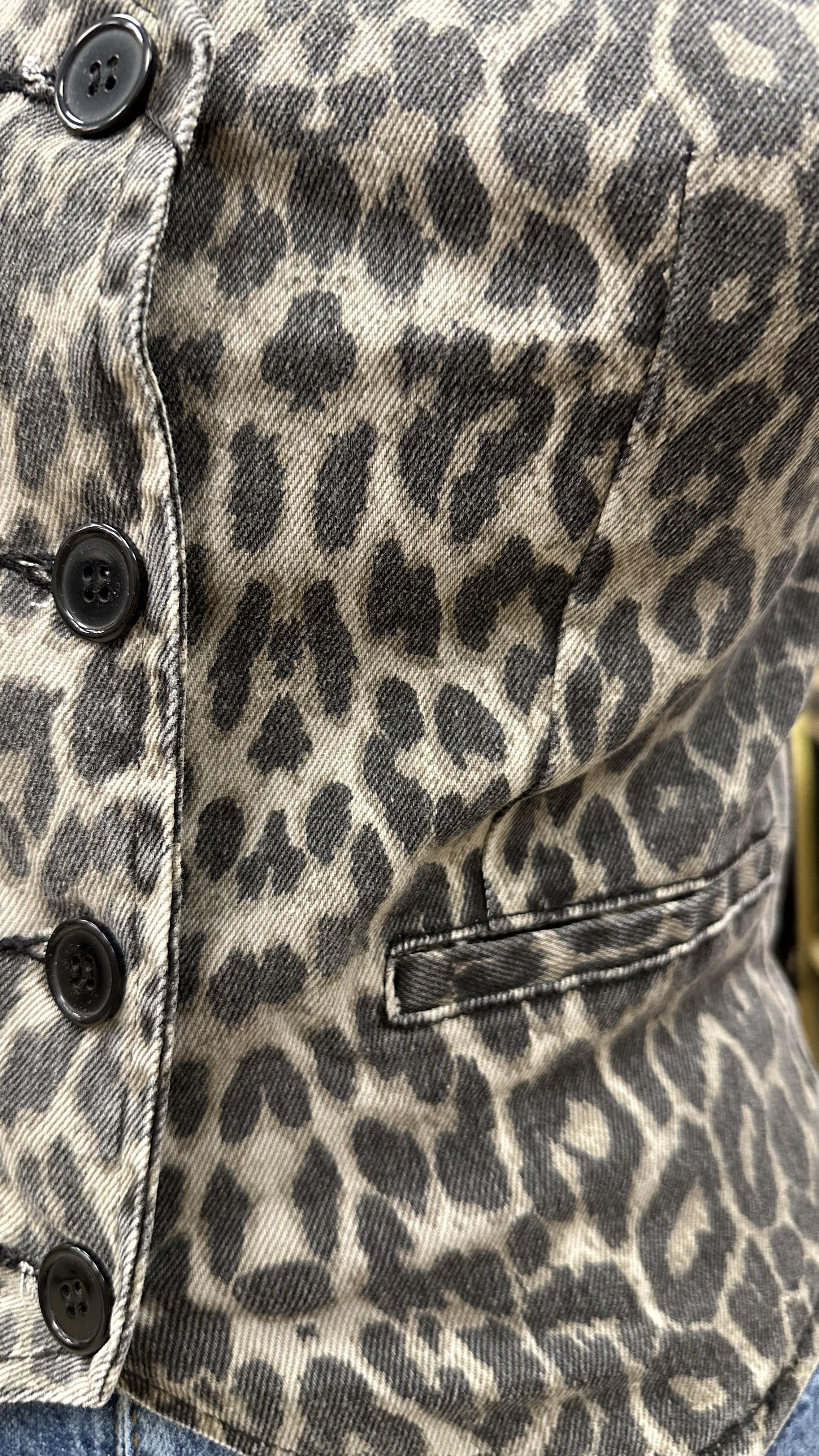 LEOPAR DESEN JEAN CEPKEN YELEK
