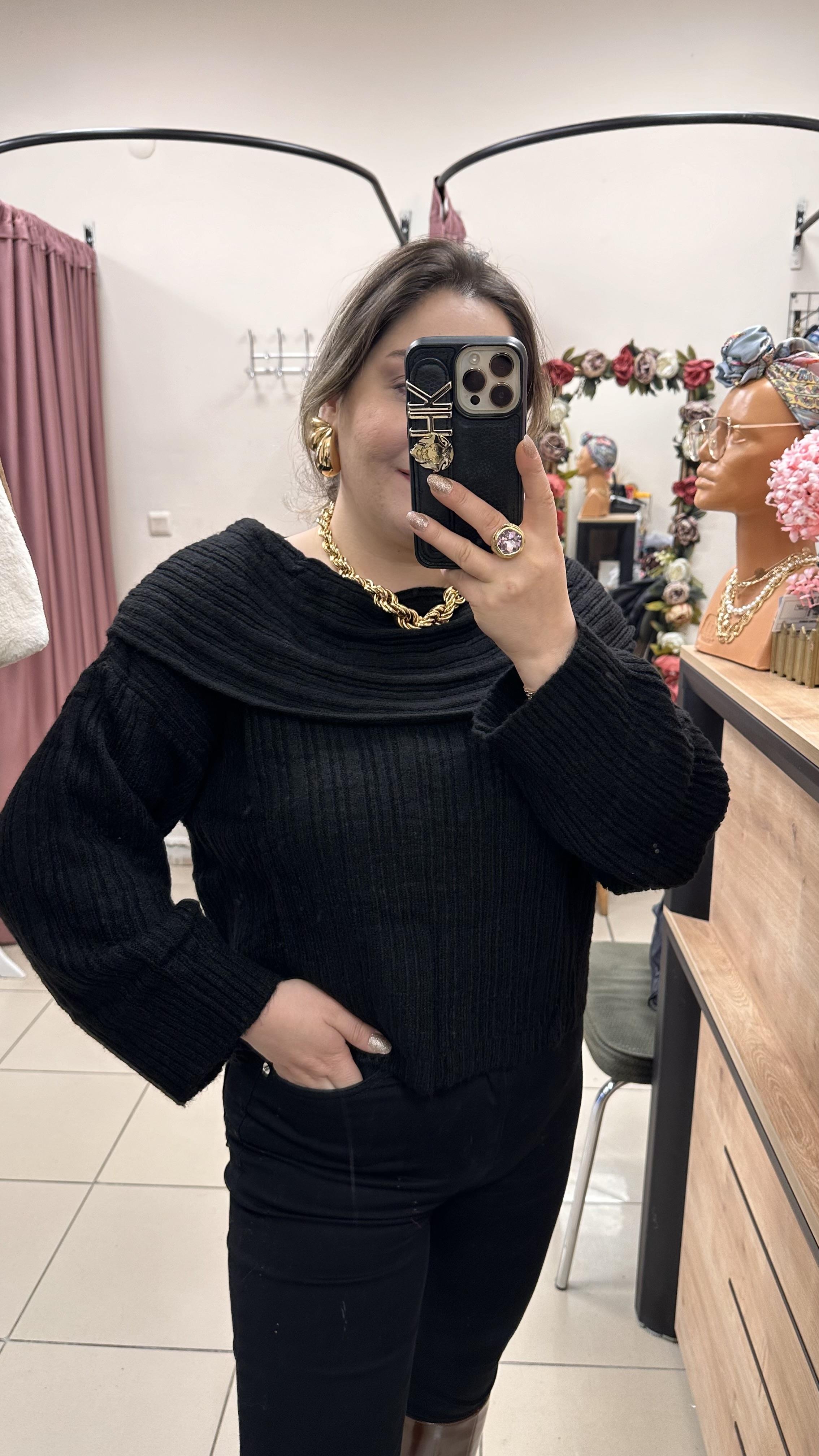 MADONNA YAKA TRİKO KAZAK SİYAH