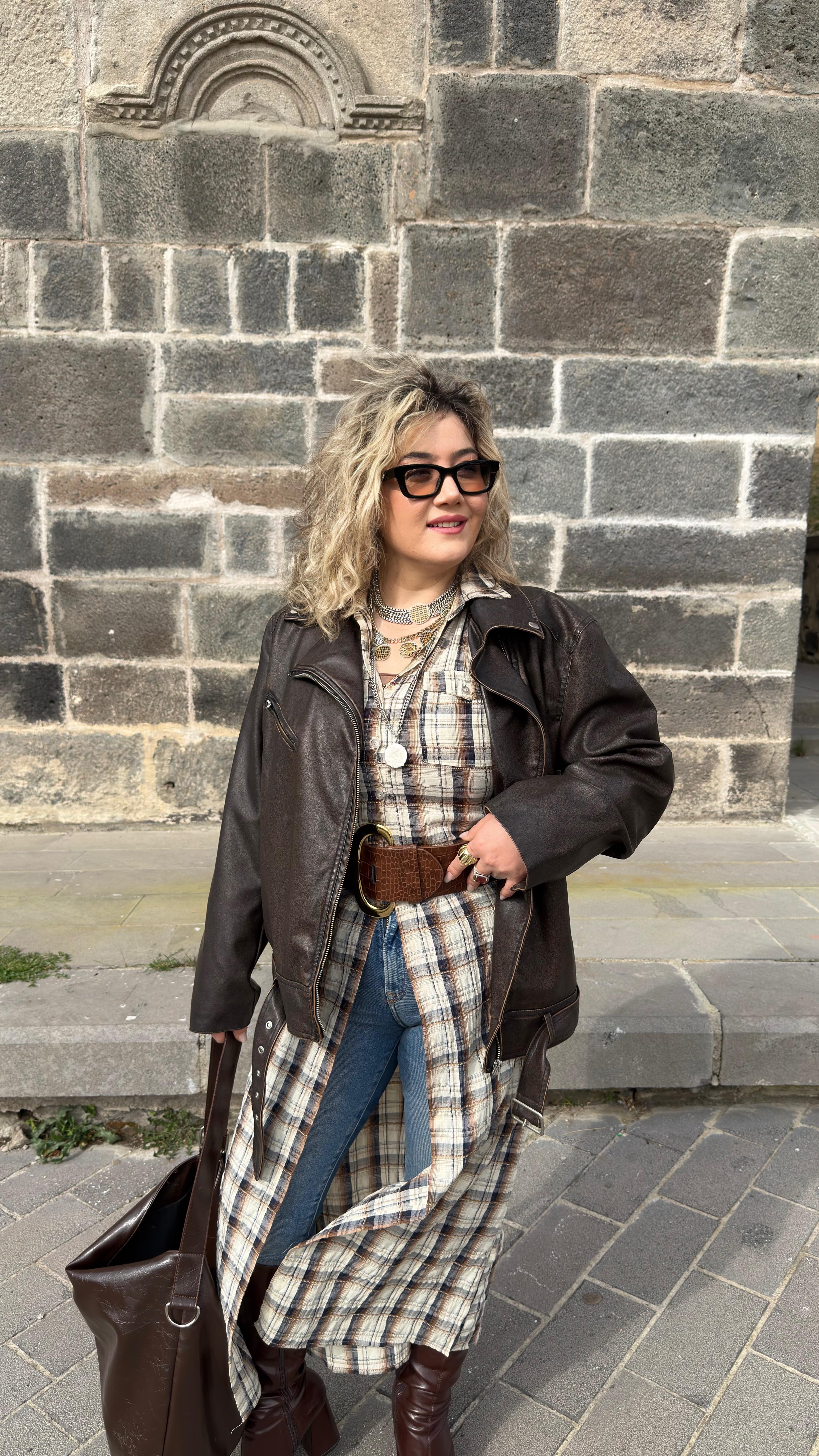 MAXİ KARELİ TARZ GÖMLEK 