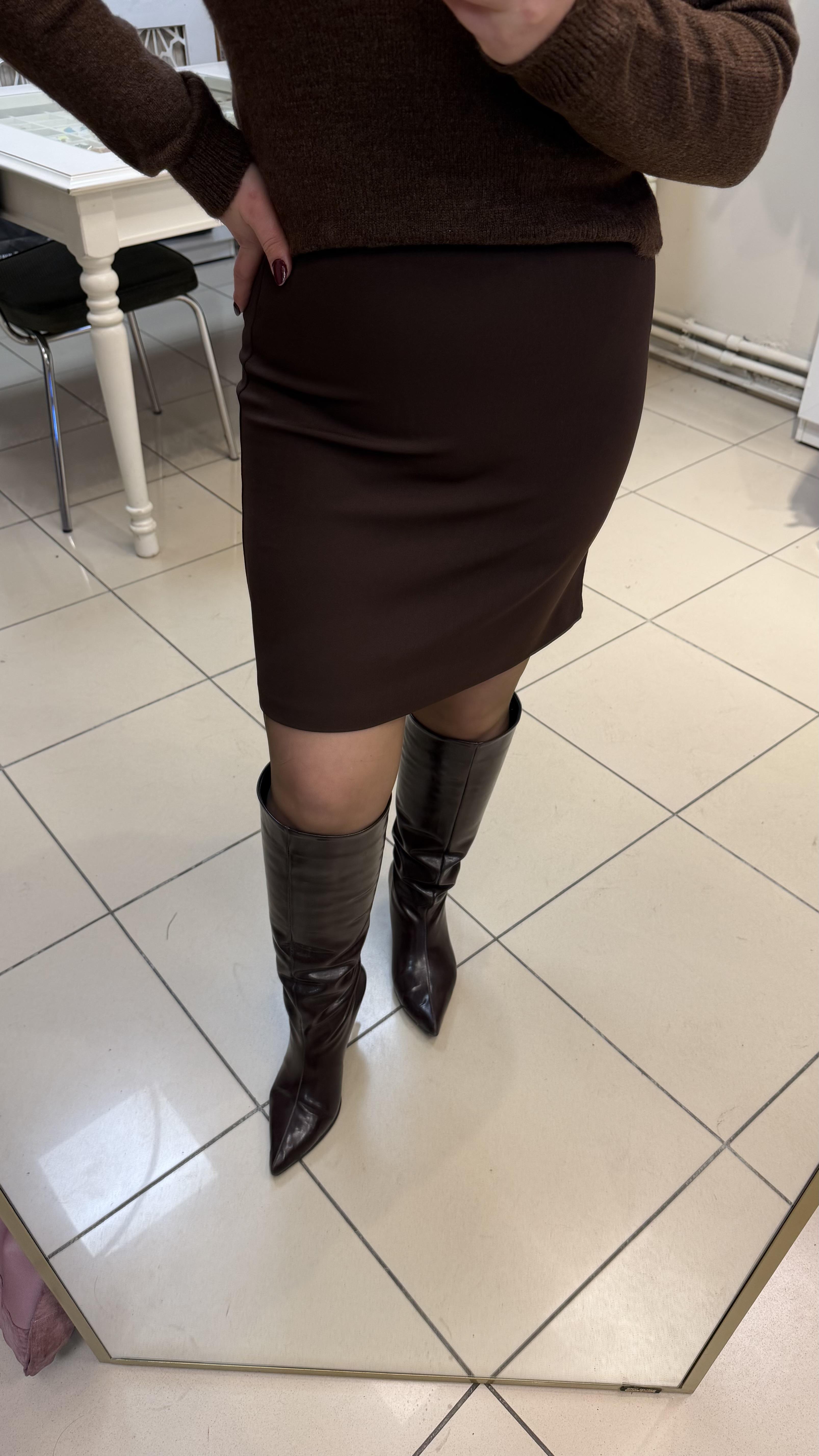 MİNİ DOUBLE KUMAŞ ETEK KAHVE 