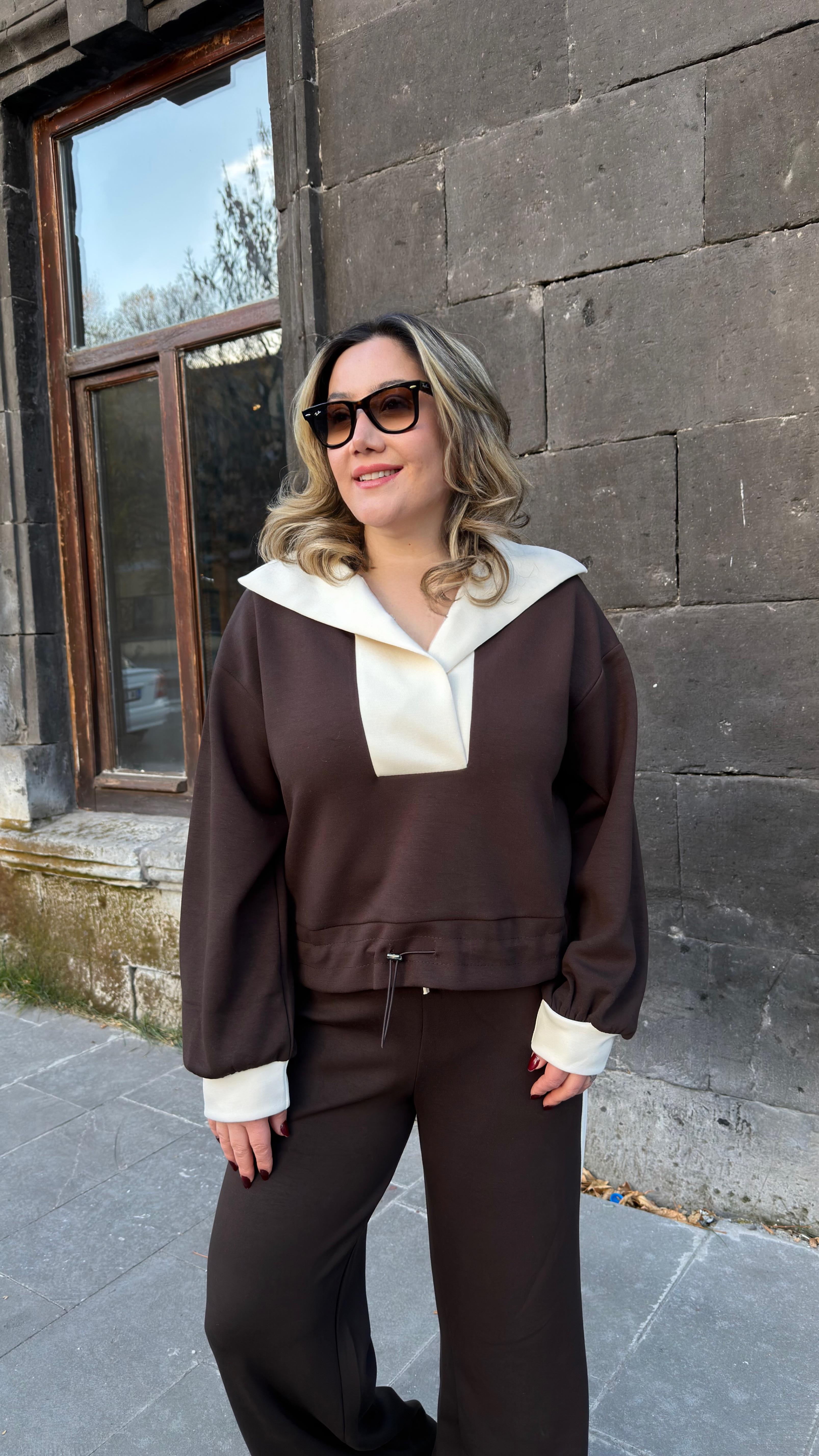 MODAL ŞAL YAKA EŞOFMAN TAKIMI KAHVE