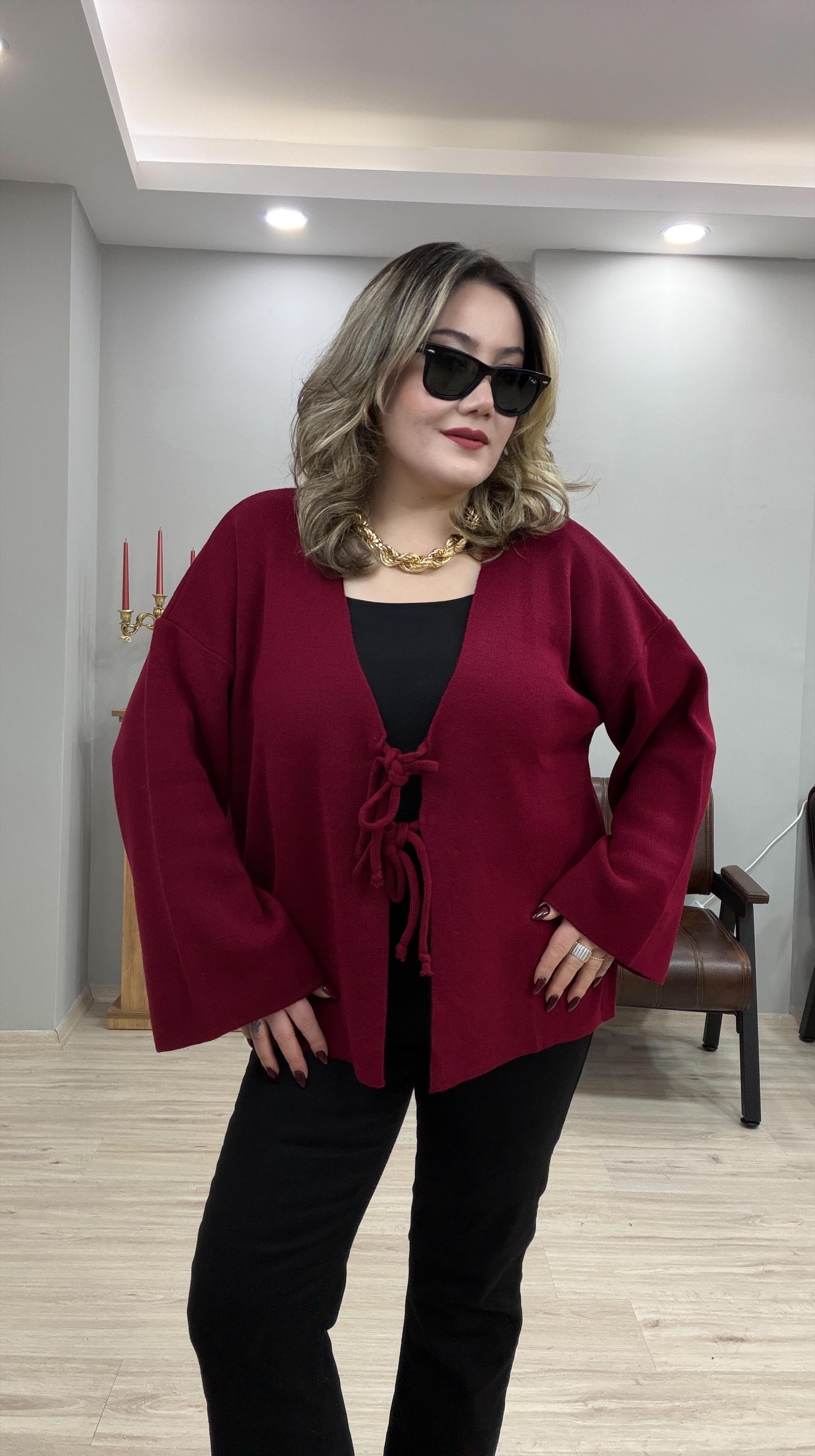 ÖNDEN BAĞCIKLI BOLERO HIRKA KIRMIZI