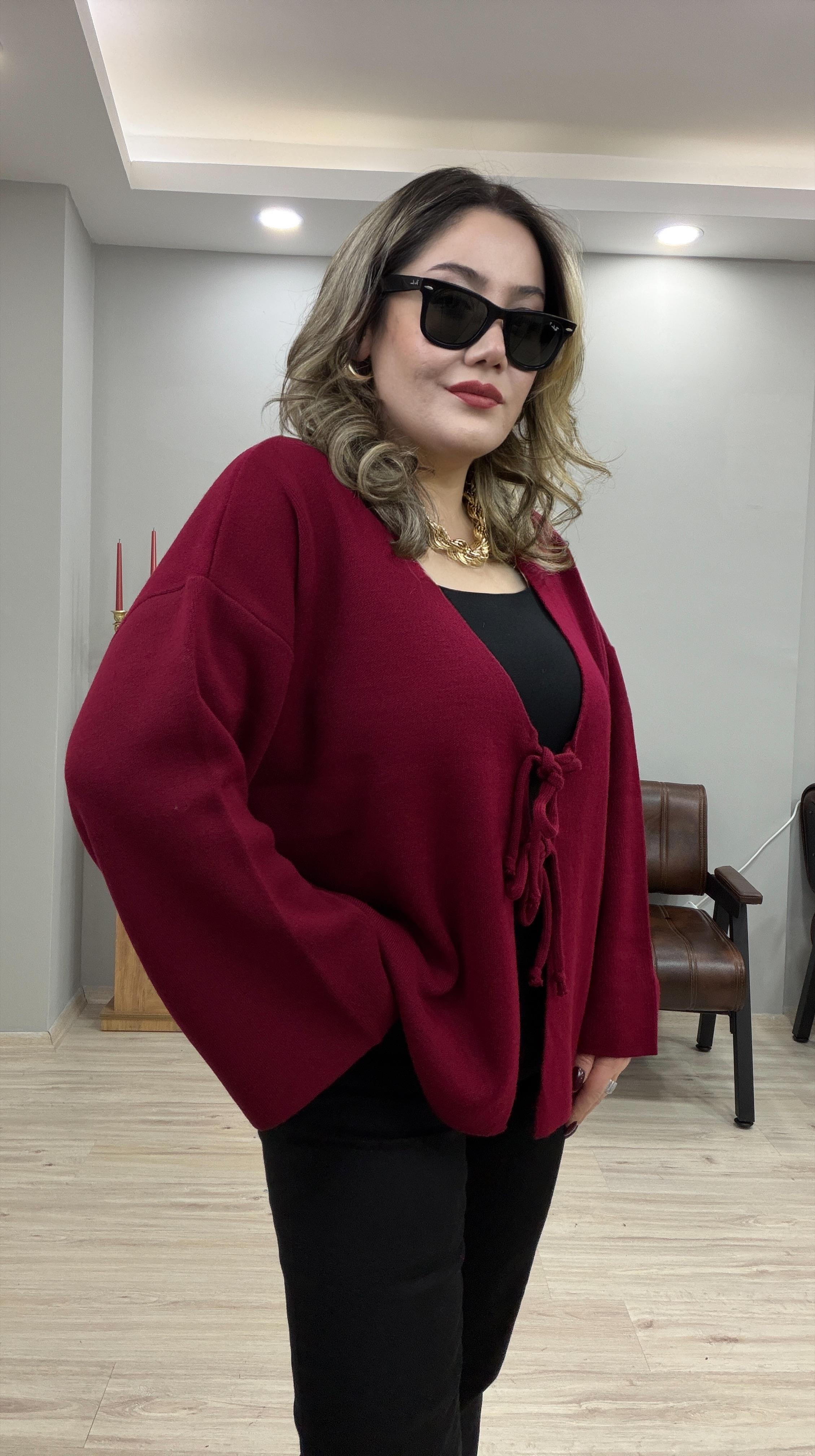 ÖNDEN BAĞCIKLI BOLERO HIRKA KIRMIZI