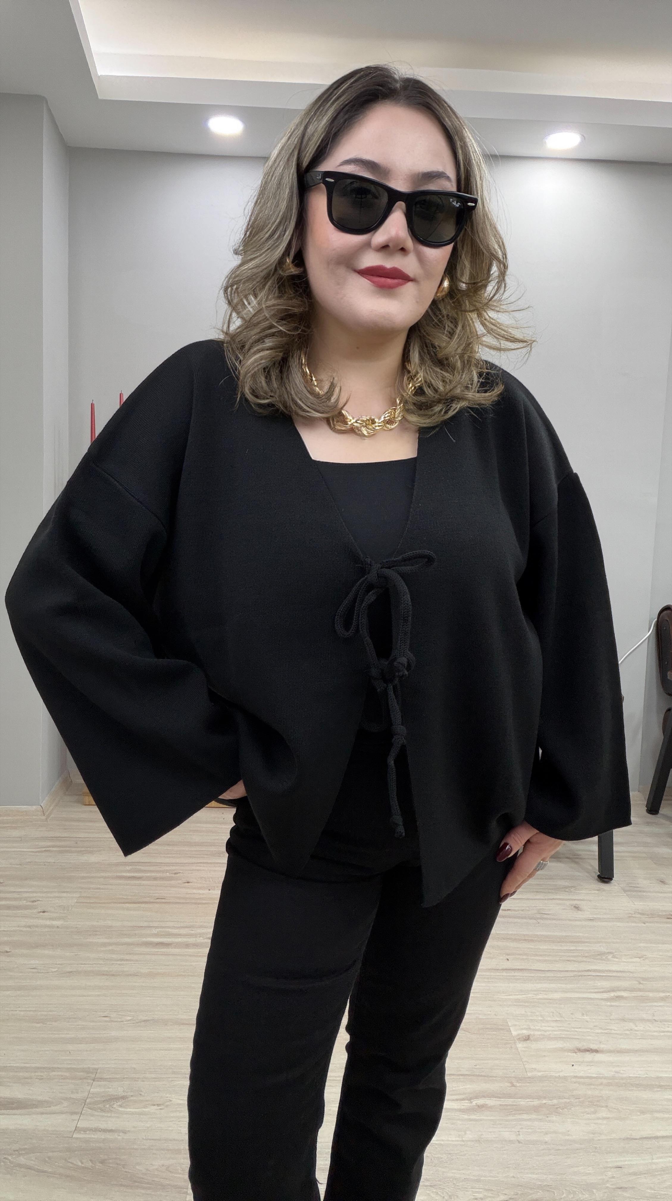 ÖNDEN BAĞCIKLI BOLERO HIRKA  SİYAH
