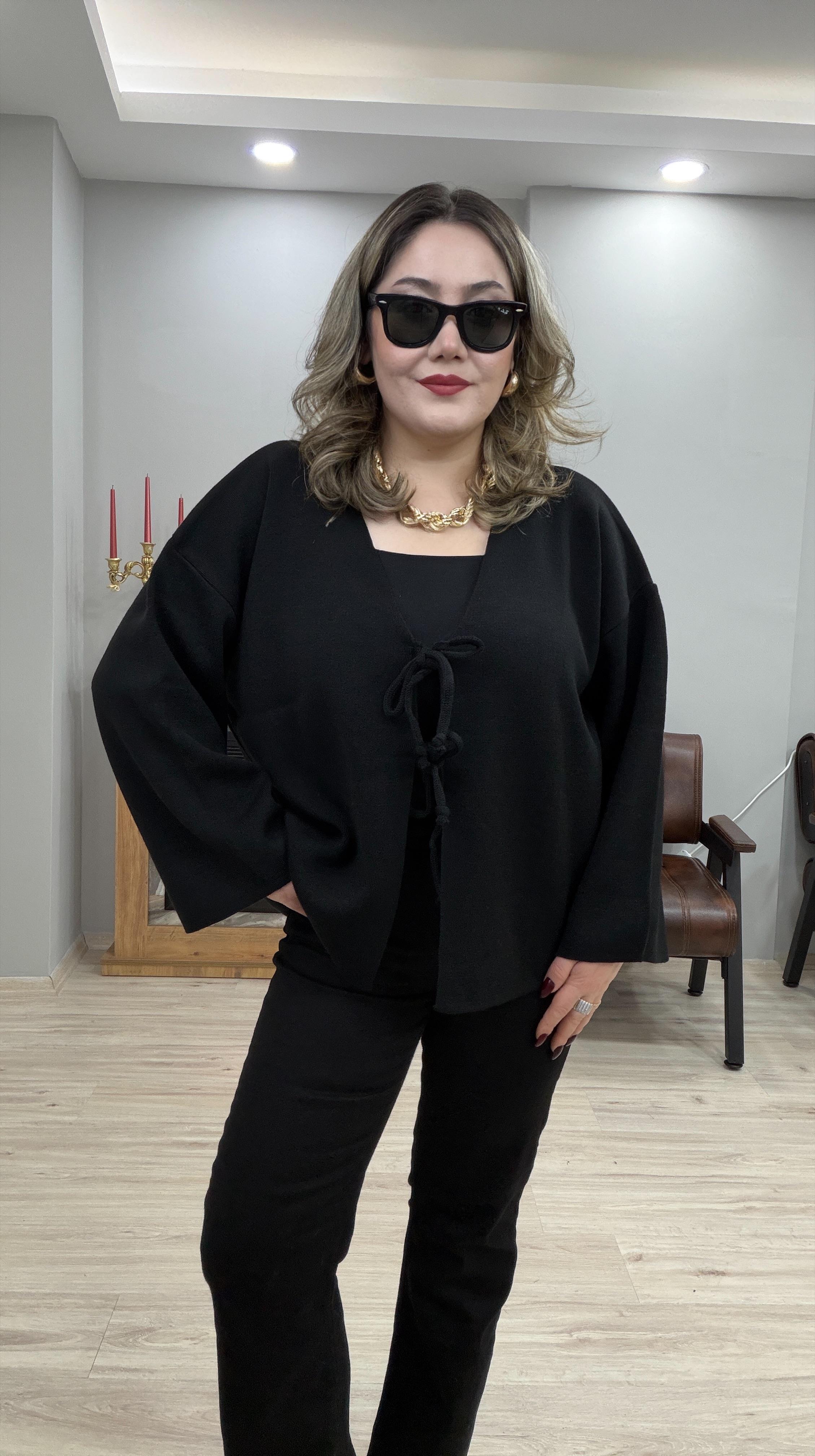 ÖNDEN BAĞCIKLI BOLERO HIRKA  SİYAH