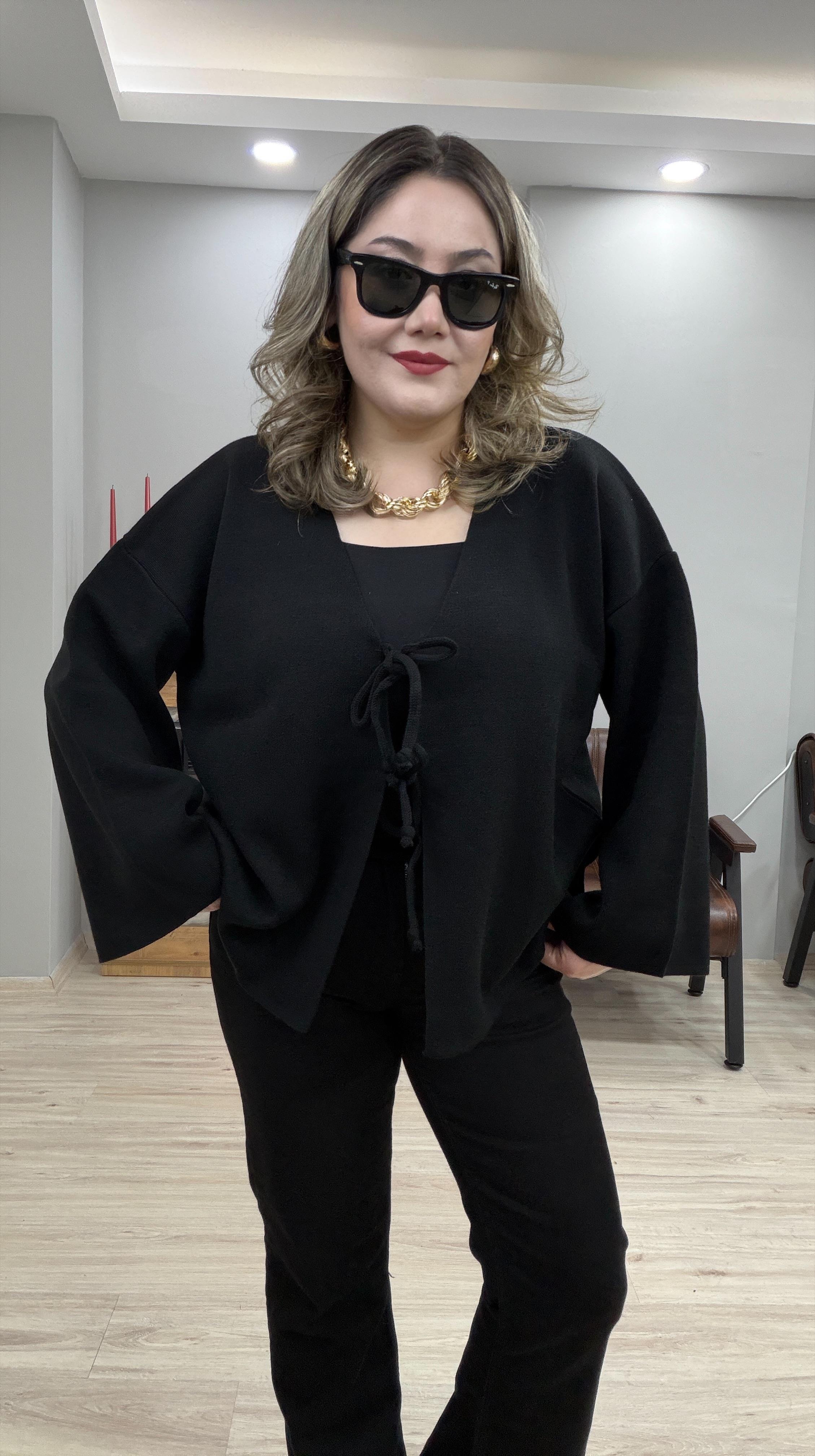 ÖNDEN BAĞCIKLI BOLERO HIRKA  SİYAH