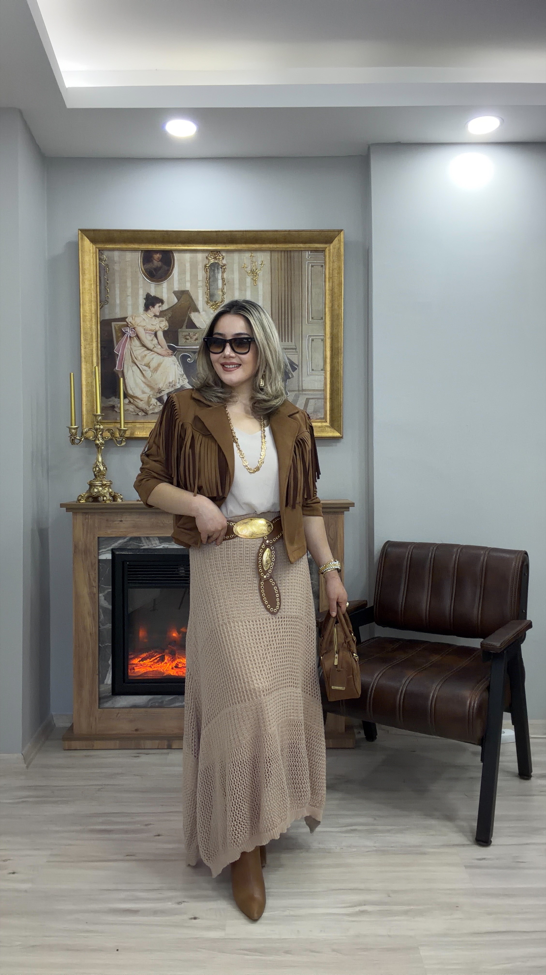 ÖRME TRİKO LASTİKLİ ETEK TABA