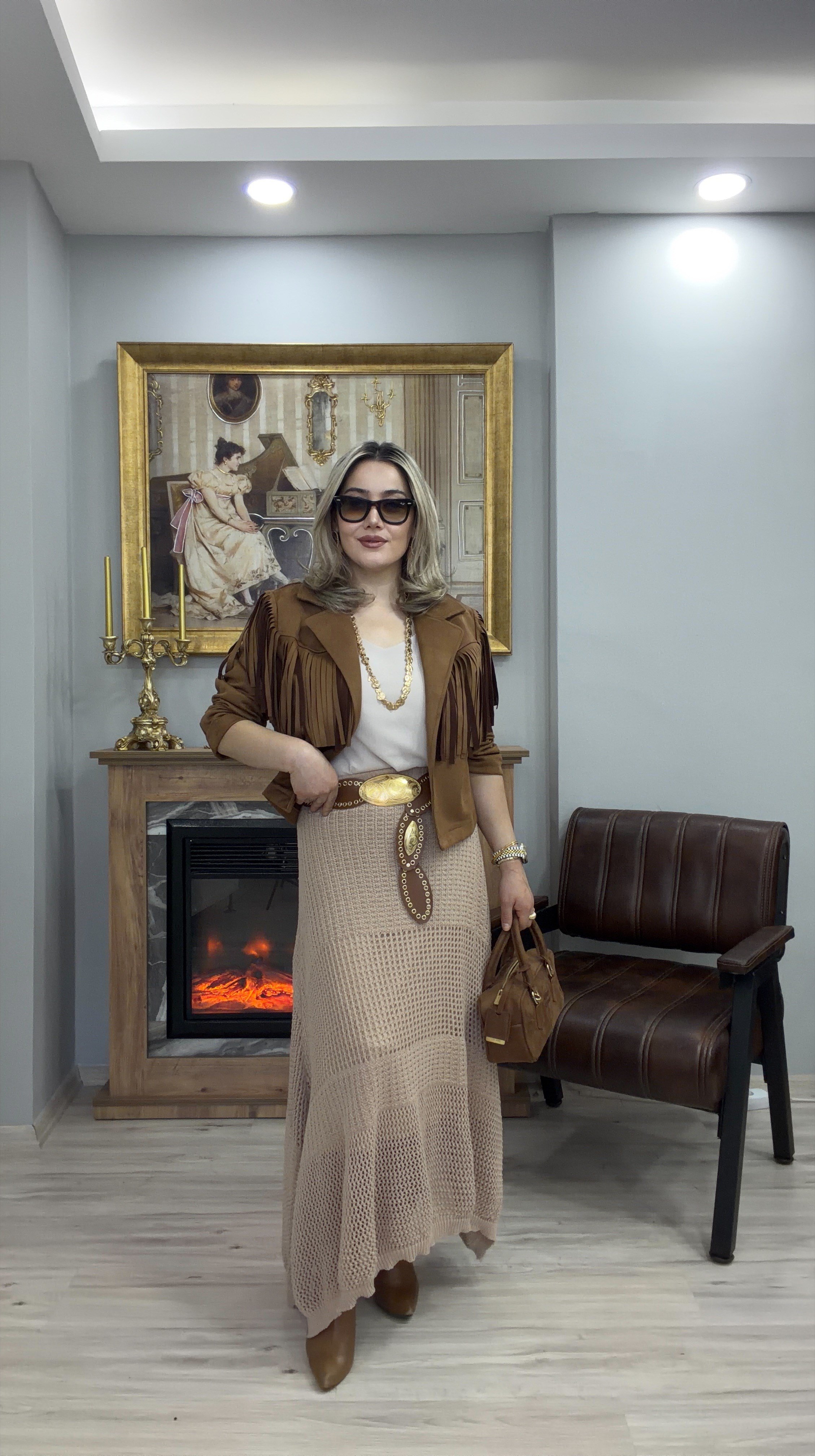 ÖRME TRİKO LASTİKLİ ETEK TABA
