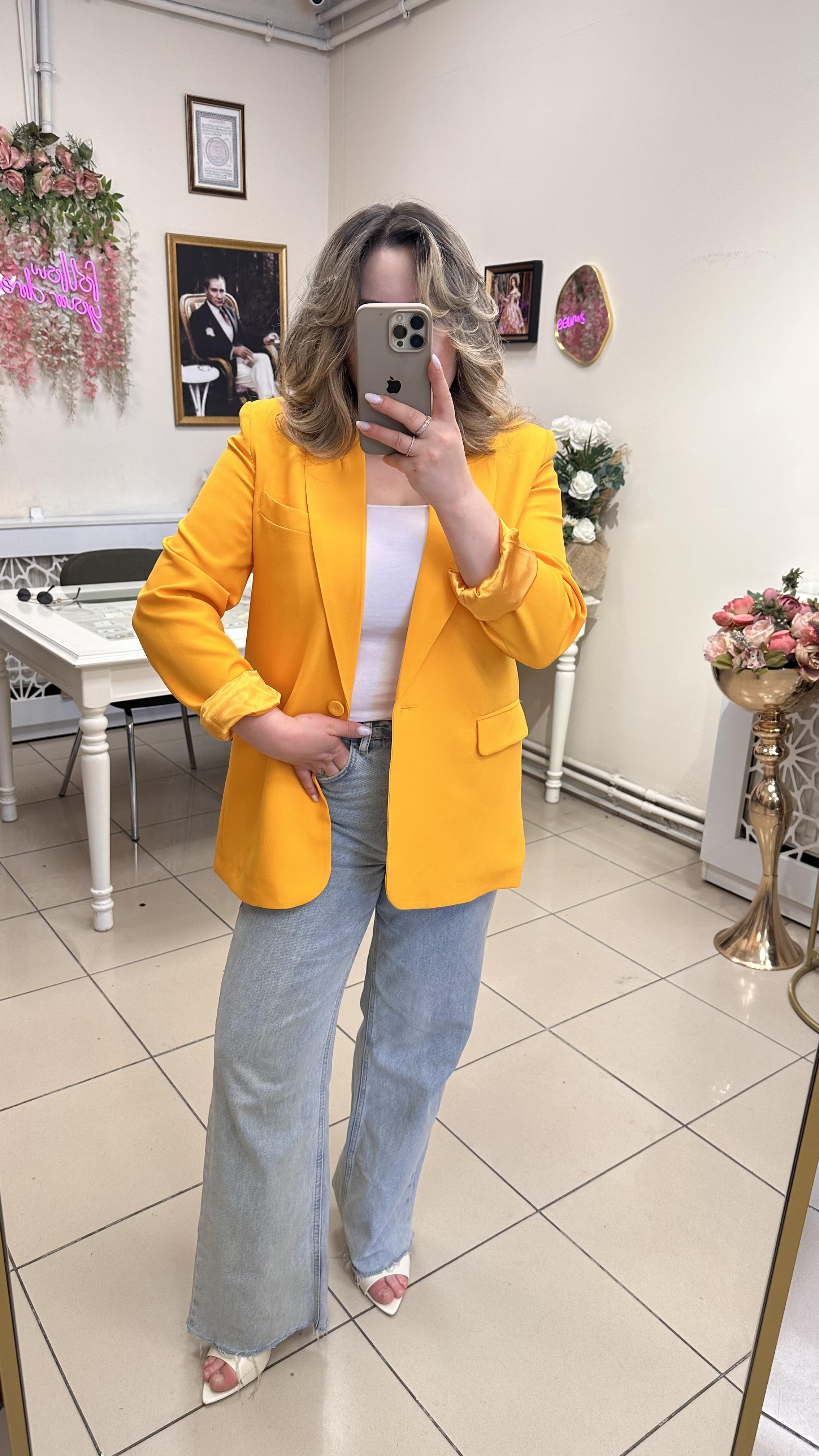 QUZU MARKA BLAZER CEKET SARI