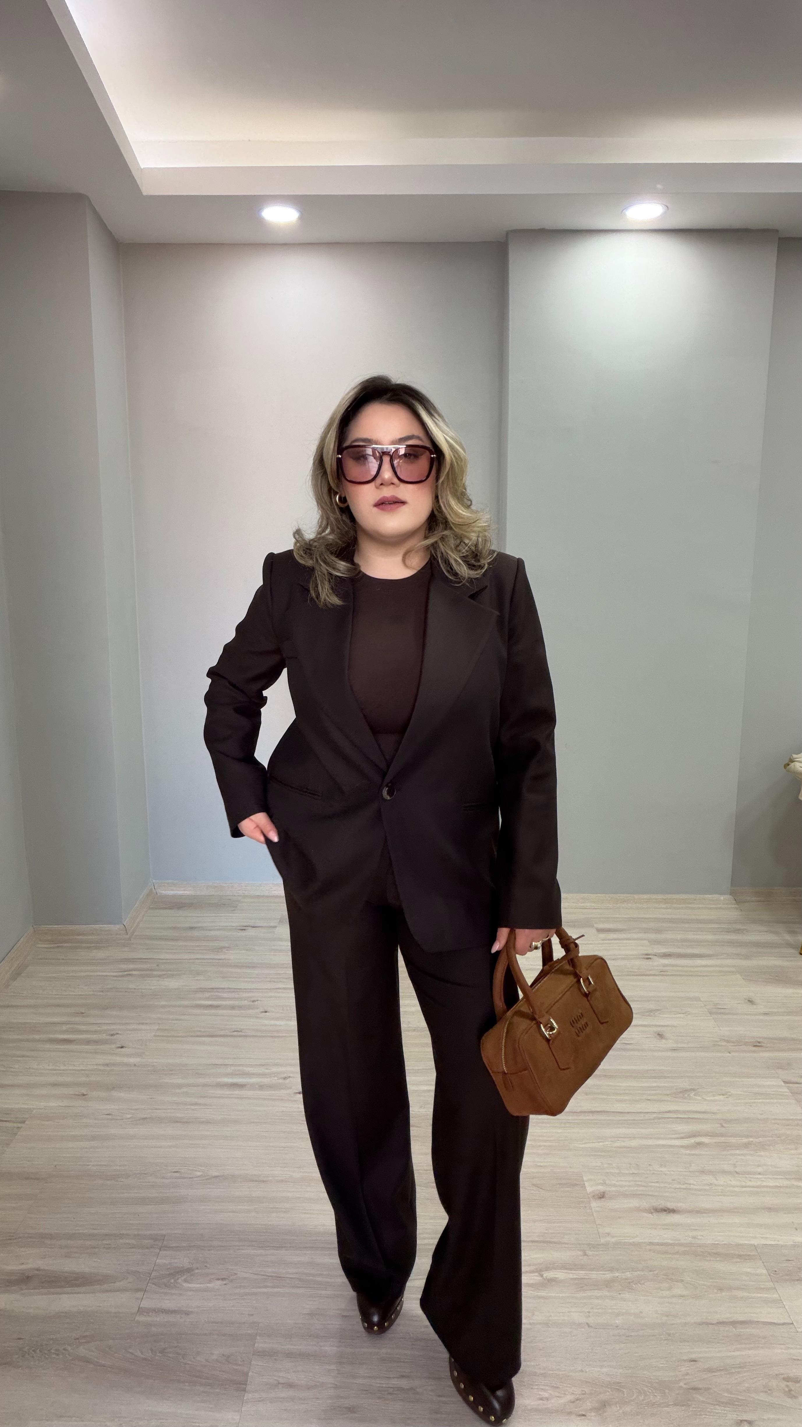 TEK DÜĞMELİ KLASİK BLAZER CEKET ACI KAHVE