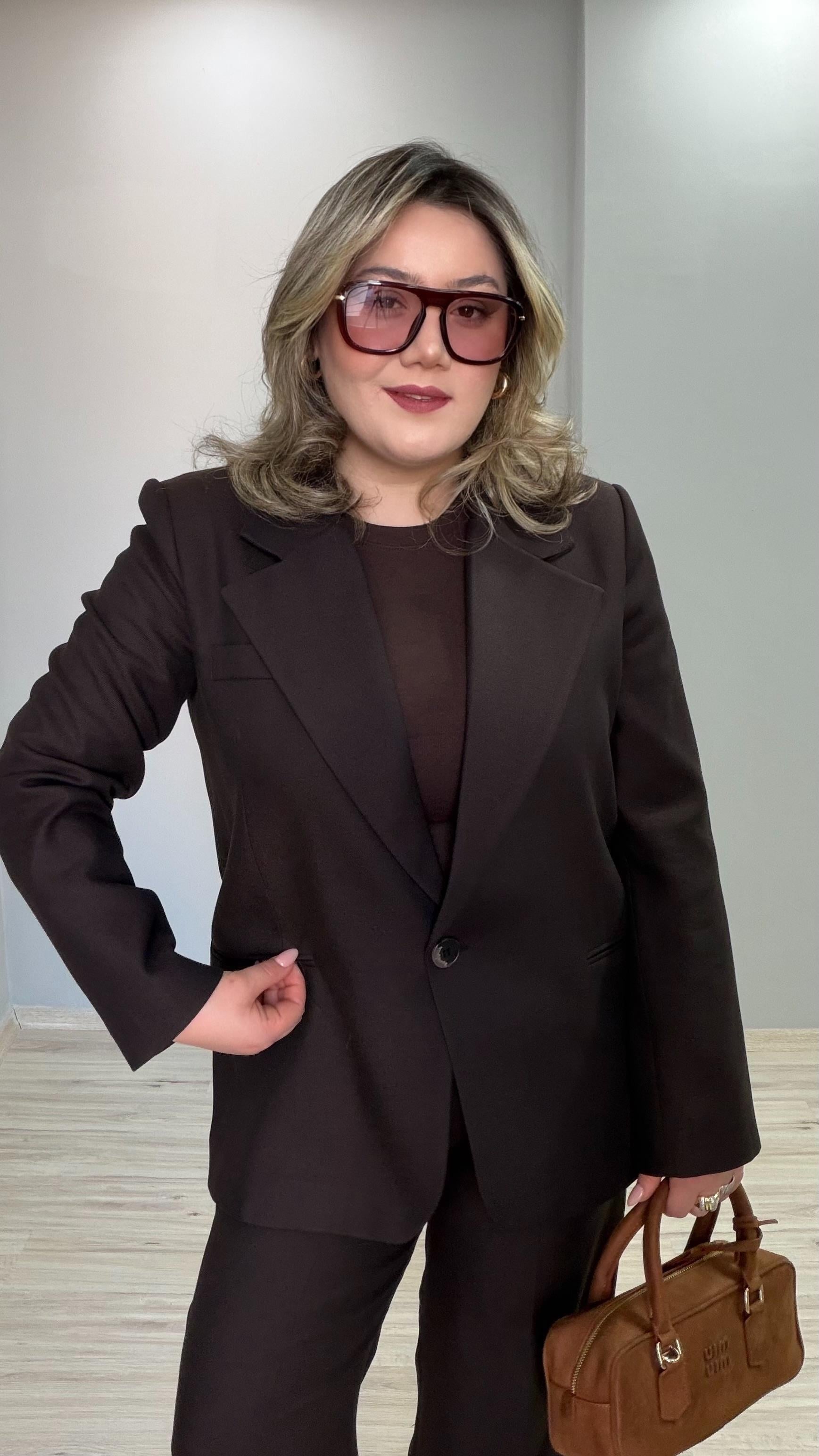 TEK DÜĞMELİ KLASİK BLAZER CEKET ACI KAHVE