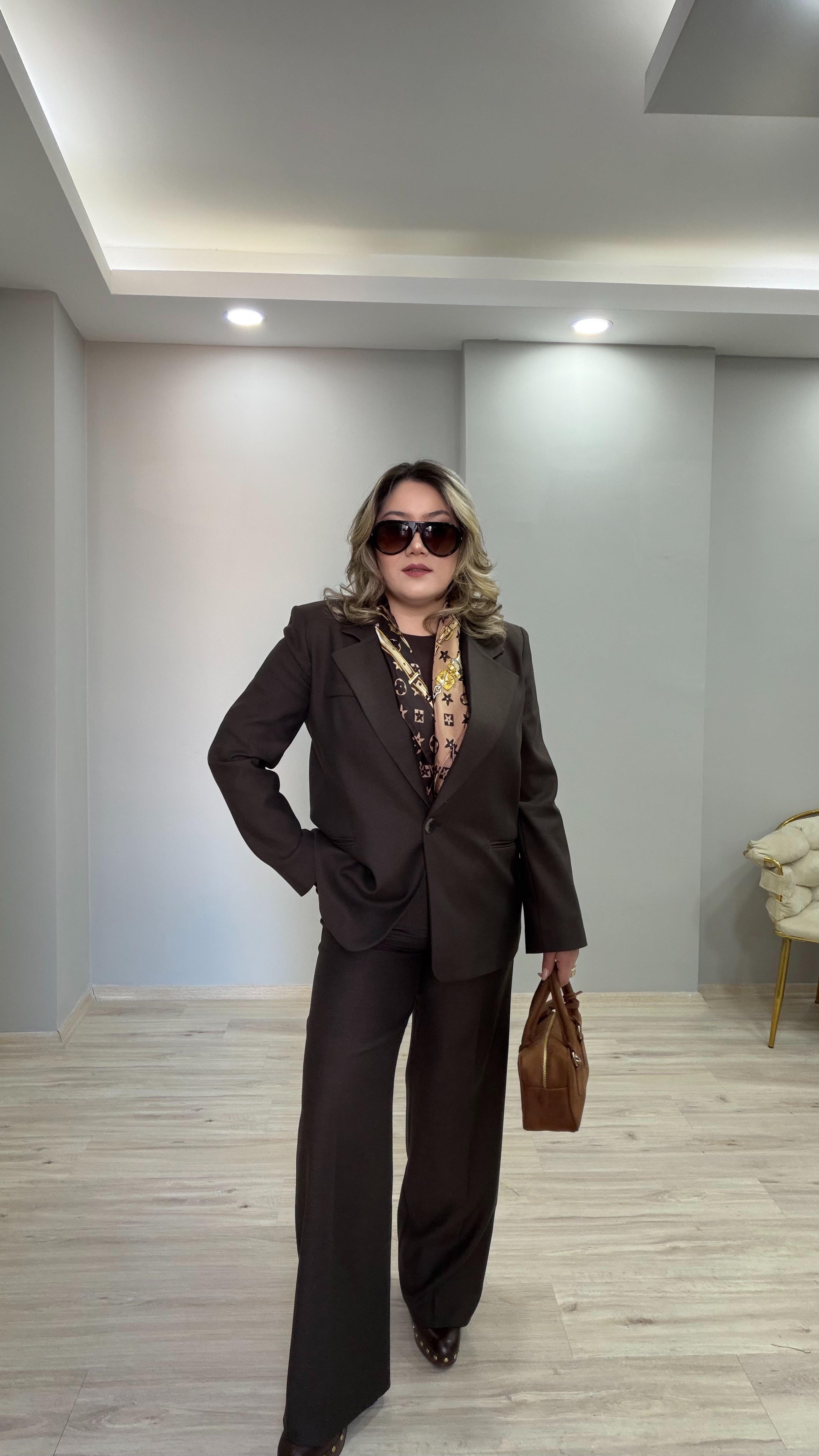 TEK DÜĞMELİ KLASİK BLAZER CEKET KAHVE