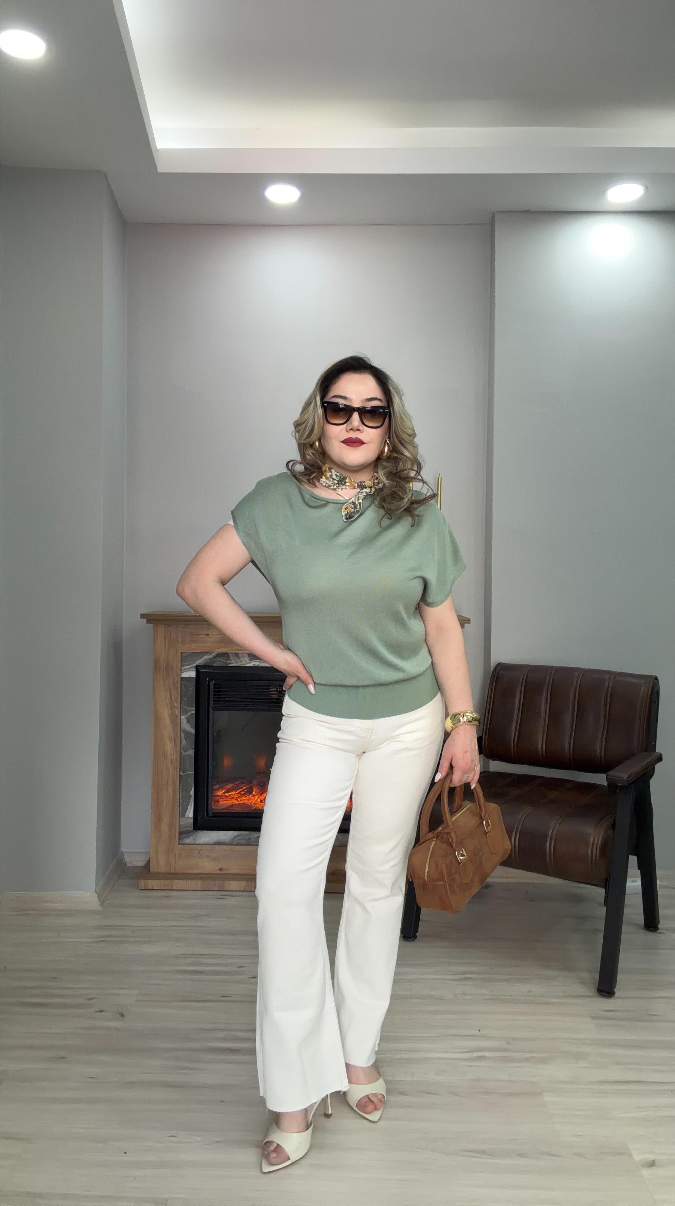 TRİKO KAYIK YAKA BLUZ MİNT