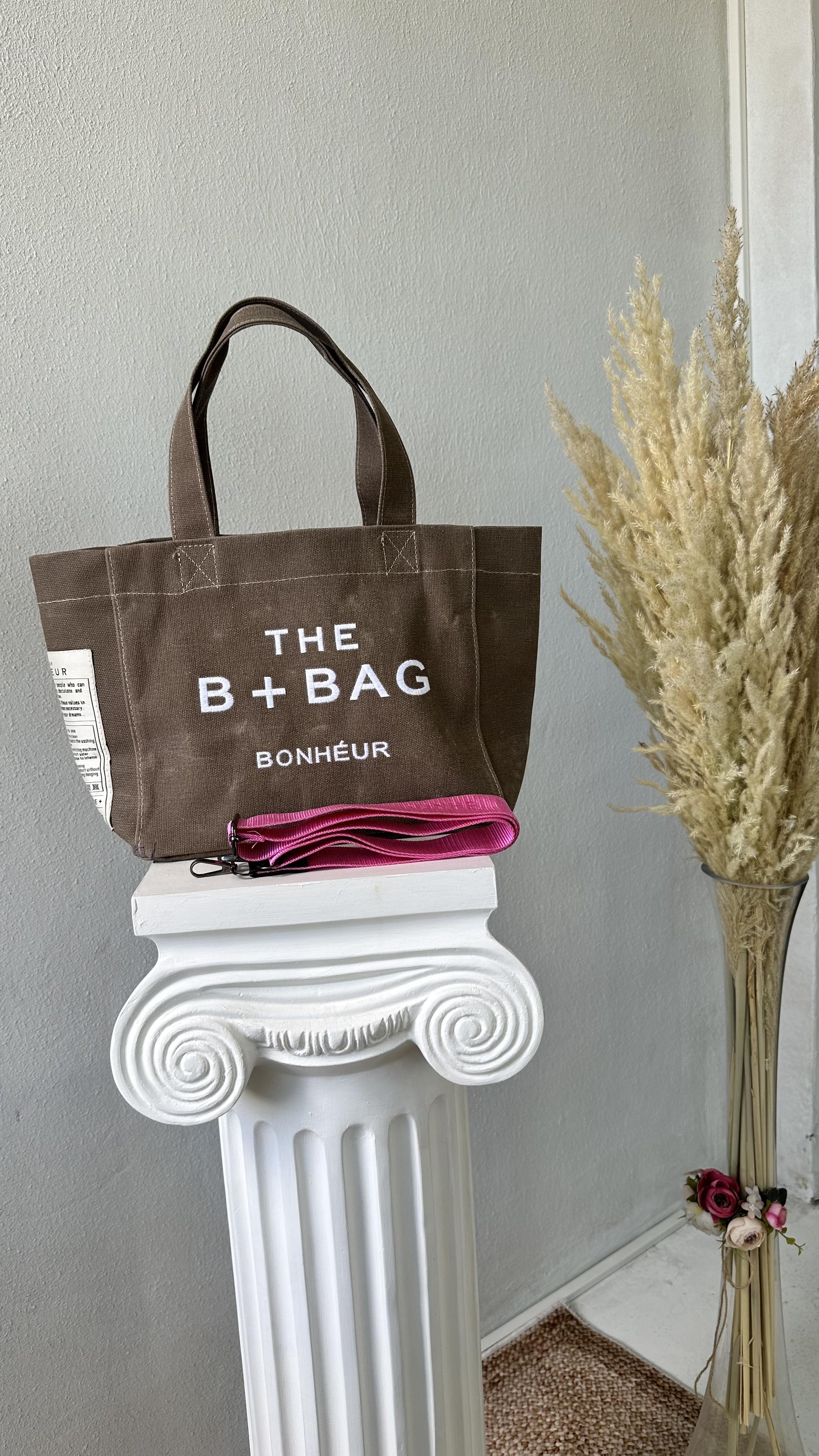Vizon bonjeur kanvas kumaş omuz askılı tote bag çanta