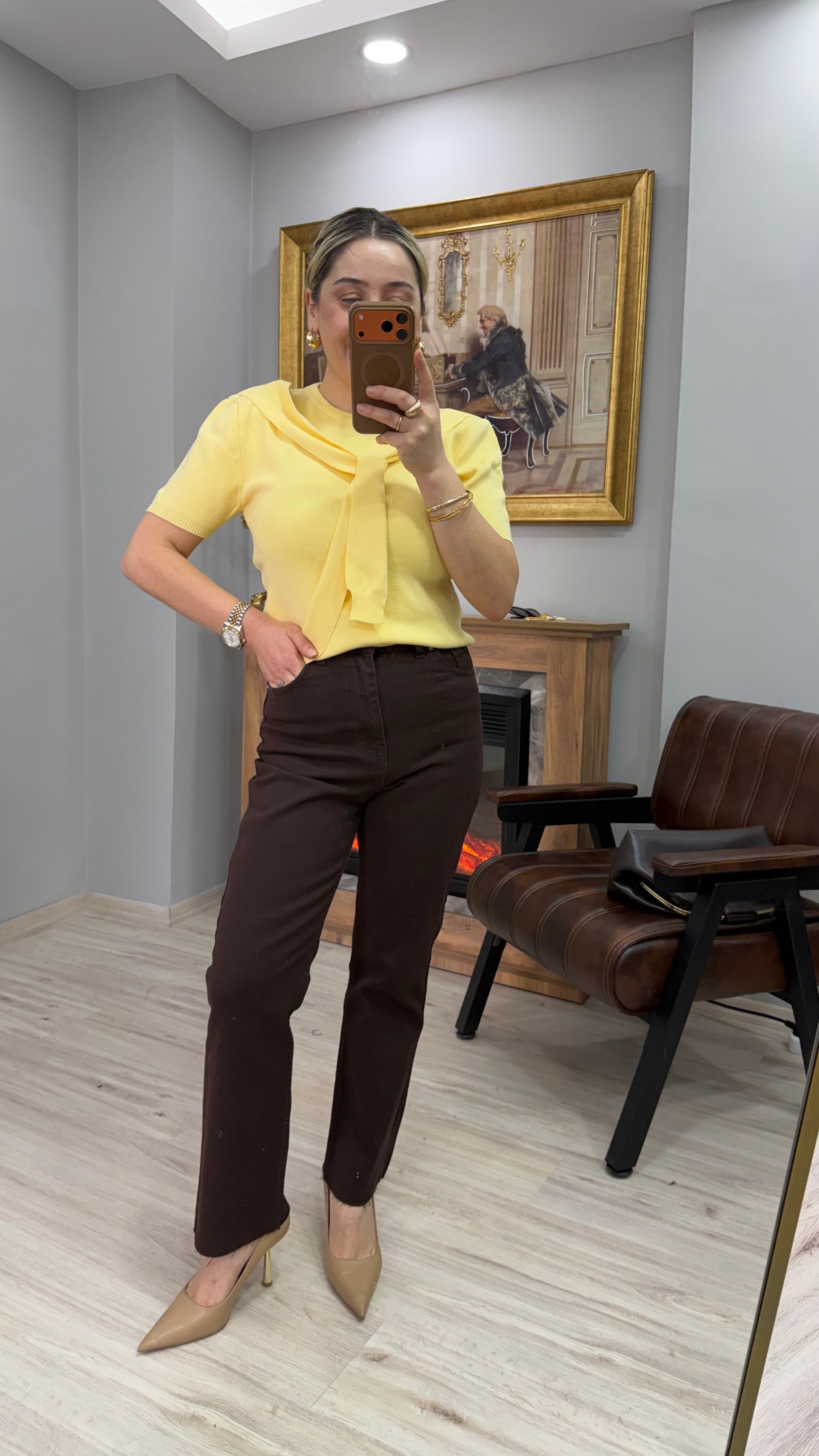 YÜKSEK BEL BOYFİT JEAN KAHVE 