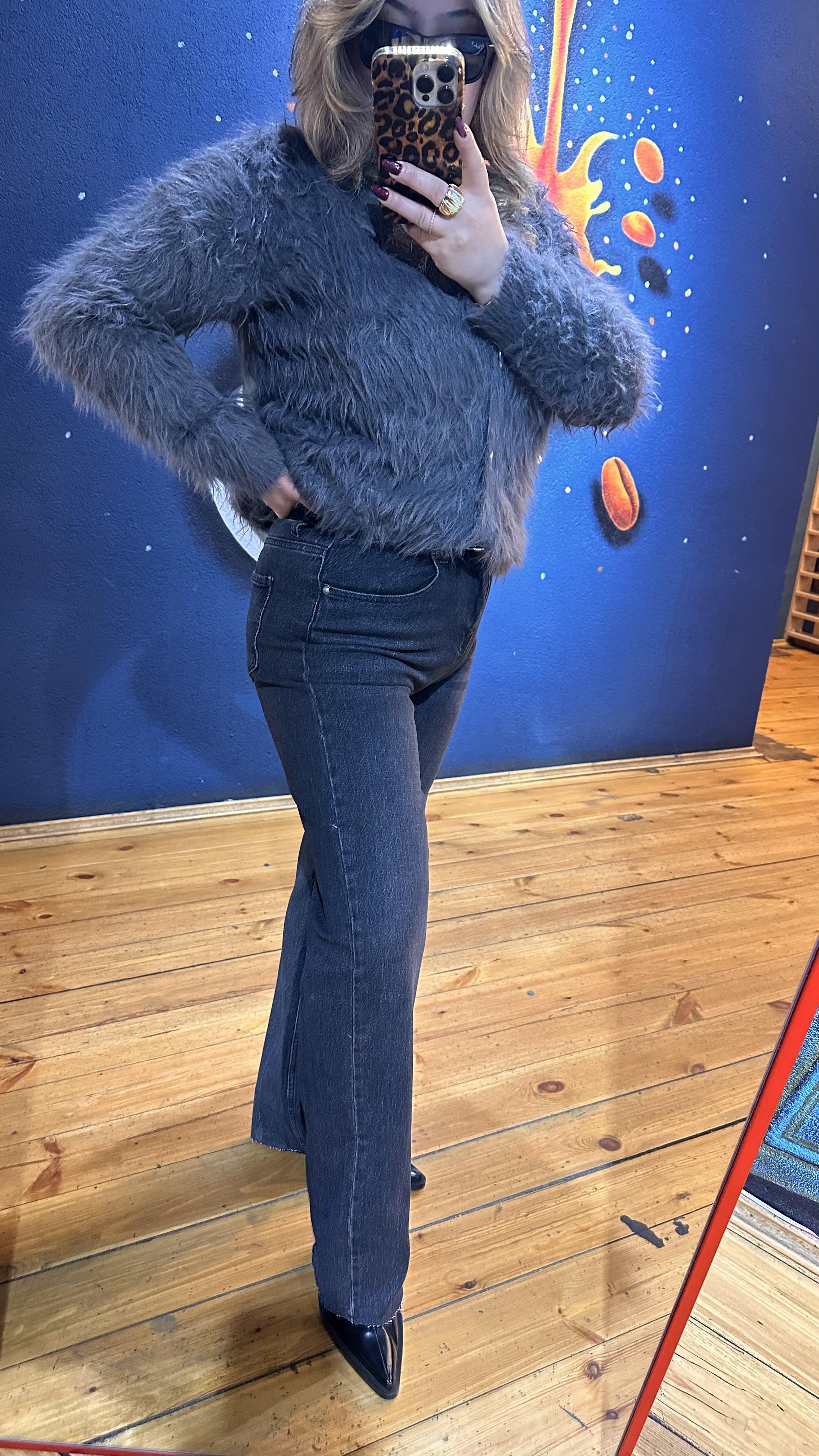 YÜKSEK BEL WİDE LEG JEAN ANTRASİT