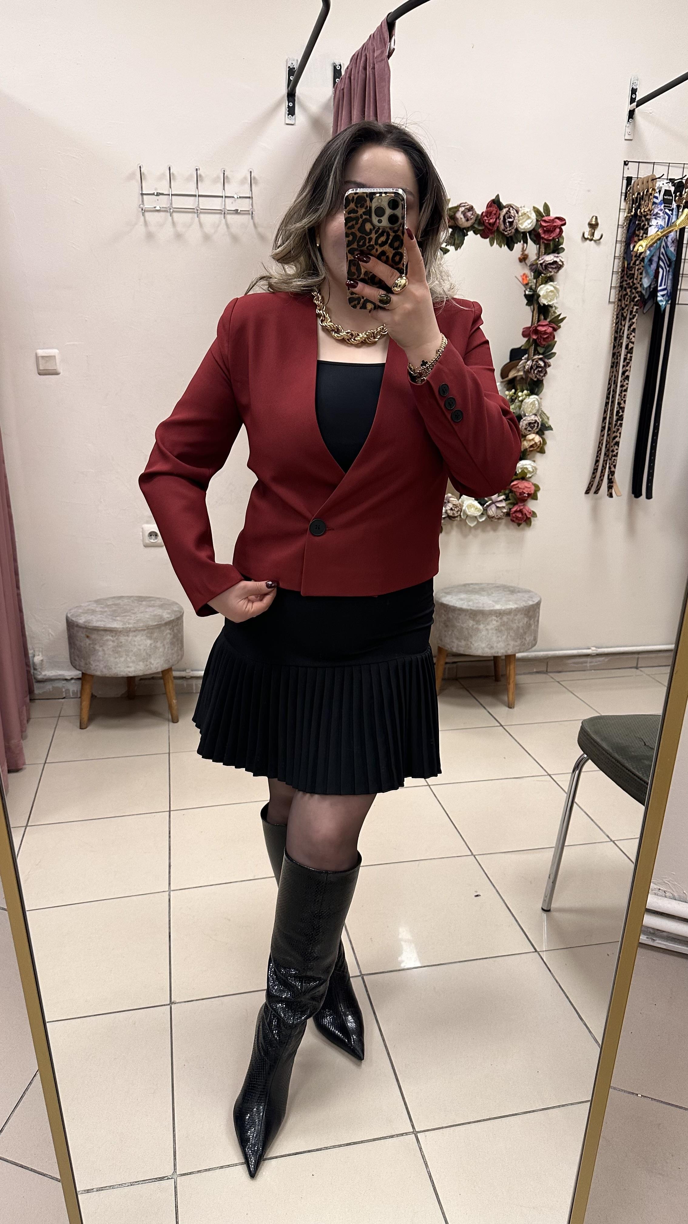 ZR MODEL BORDO CROP YAKASIZ CEKET