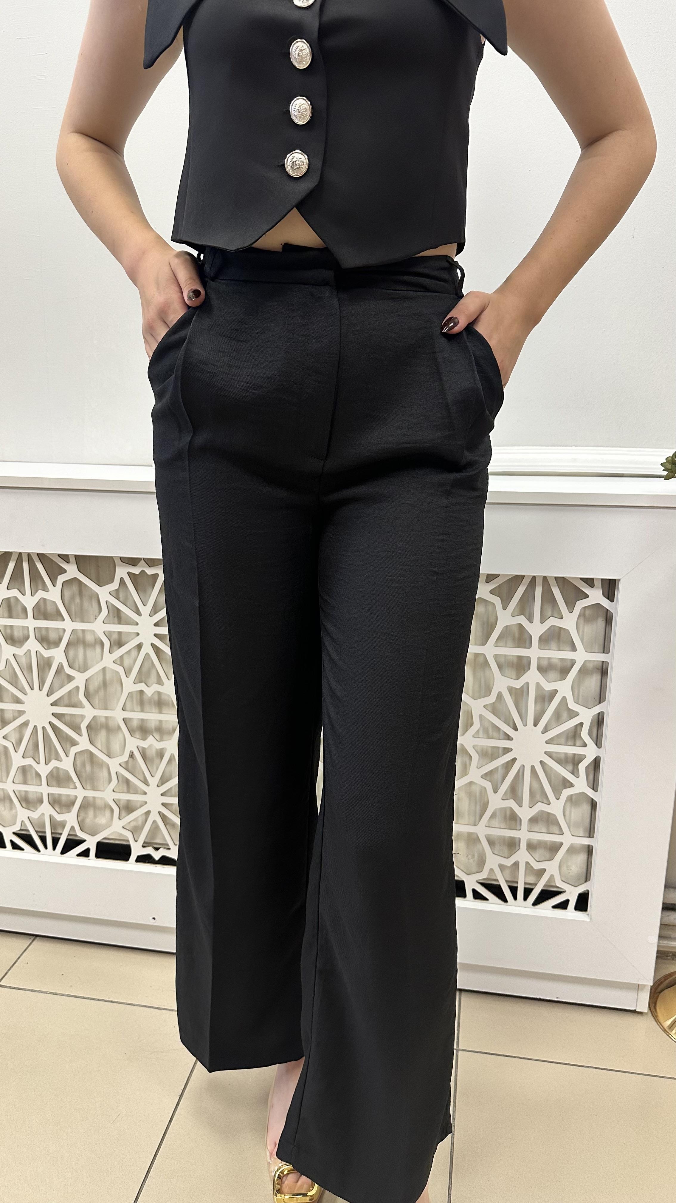 ZR PİLELİ ŞIK PANTOLON SİYAH