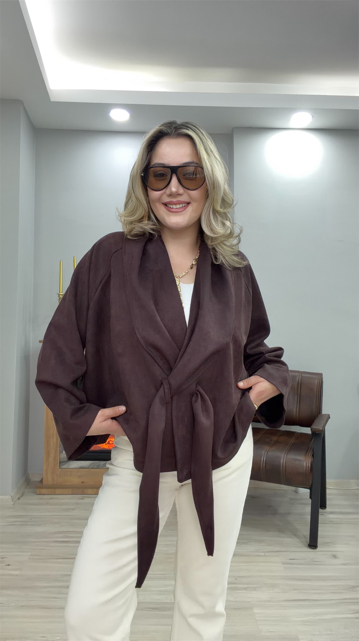 BAĞCIK DETAY SÜET CEKET MÜRDÜM