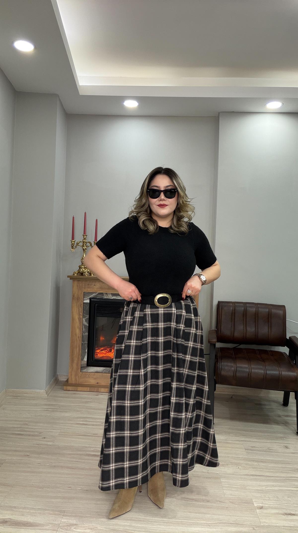 BELDEN LASTİKLİ EKOSE ETEK  KAHVE