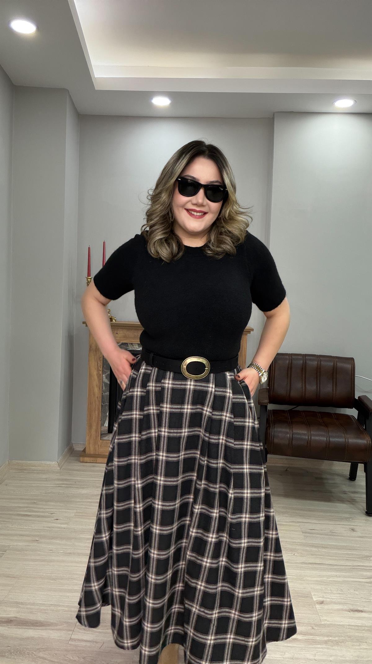 BELDEN LASTİKLİ EKOSE ETEK  KAHVE