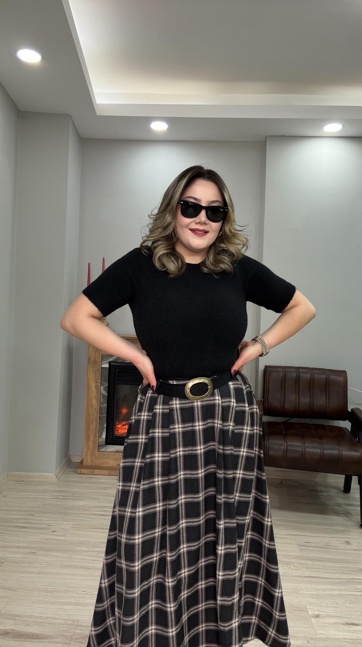 BELDEN LASTİKLİ EKOSE ETEK  KAHVE