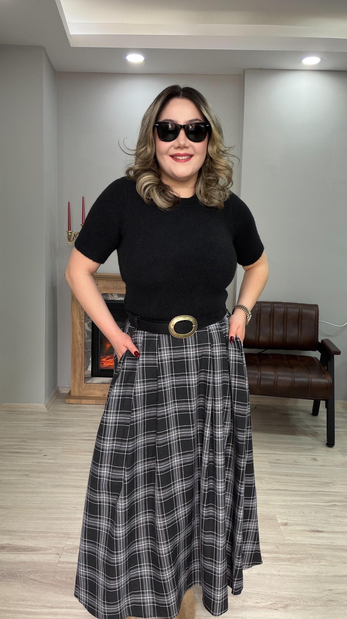 BELDEN LASTİKLİ EKOSE ETEK SİYAH