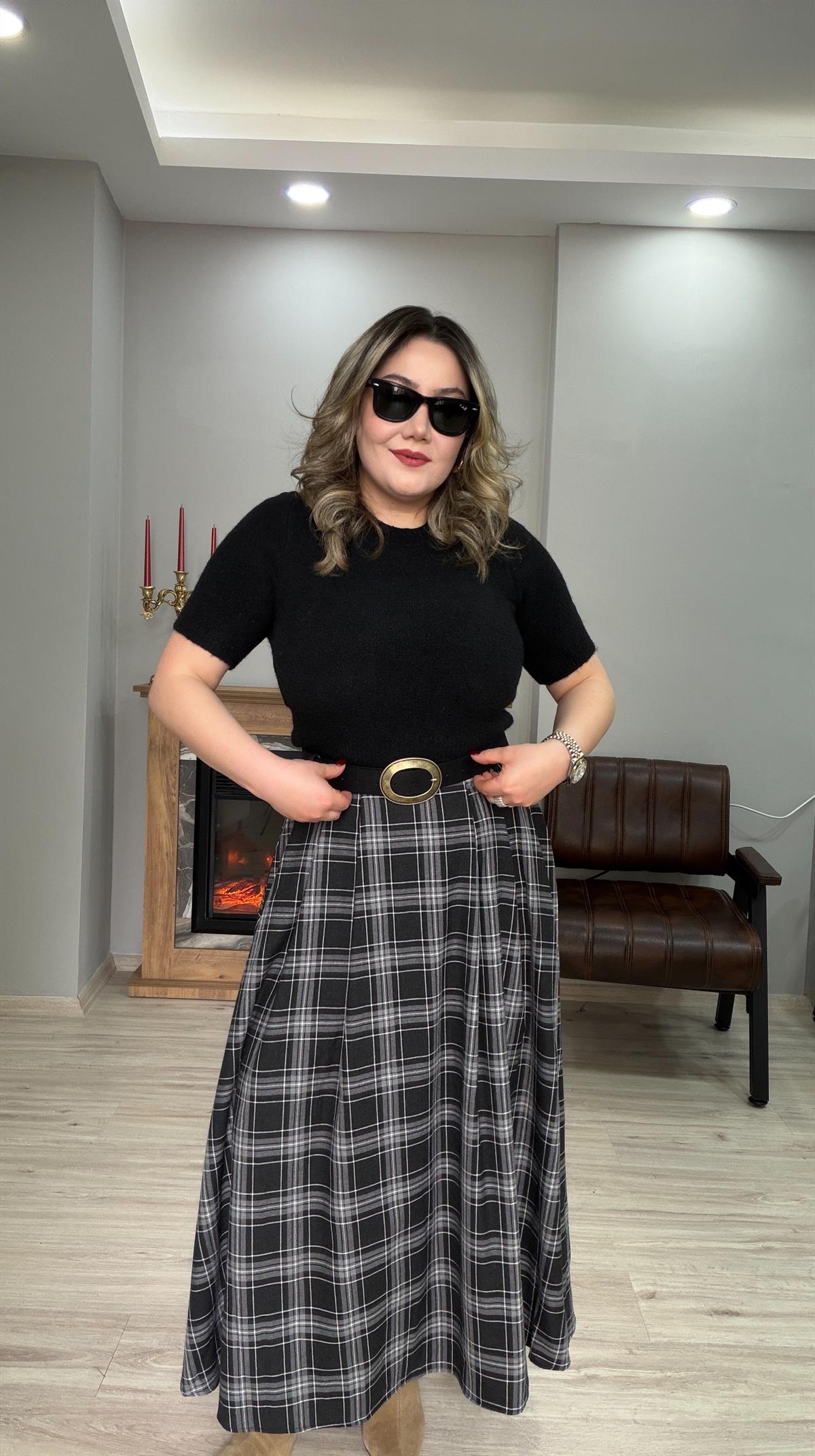 BELDEN LASTİKLİ EKOSE ETEK SİYAH