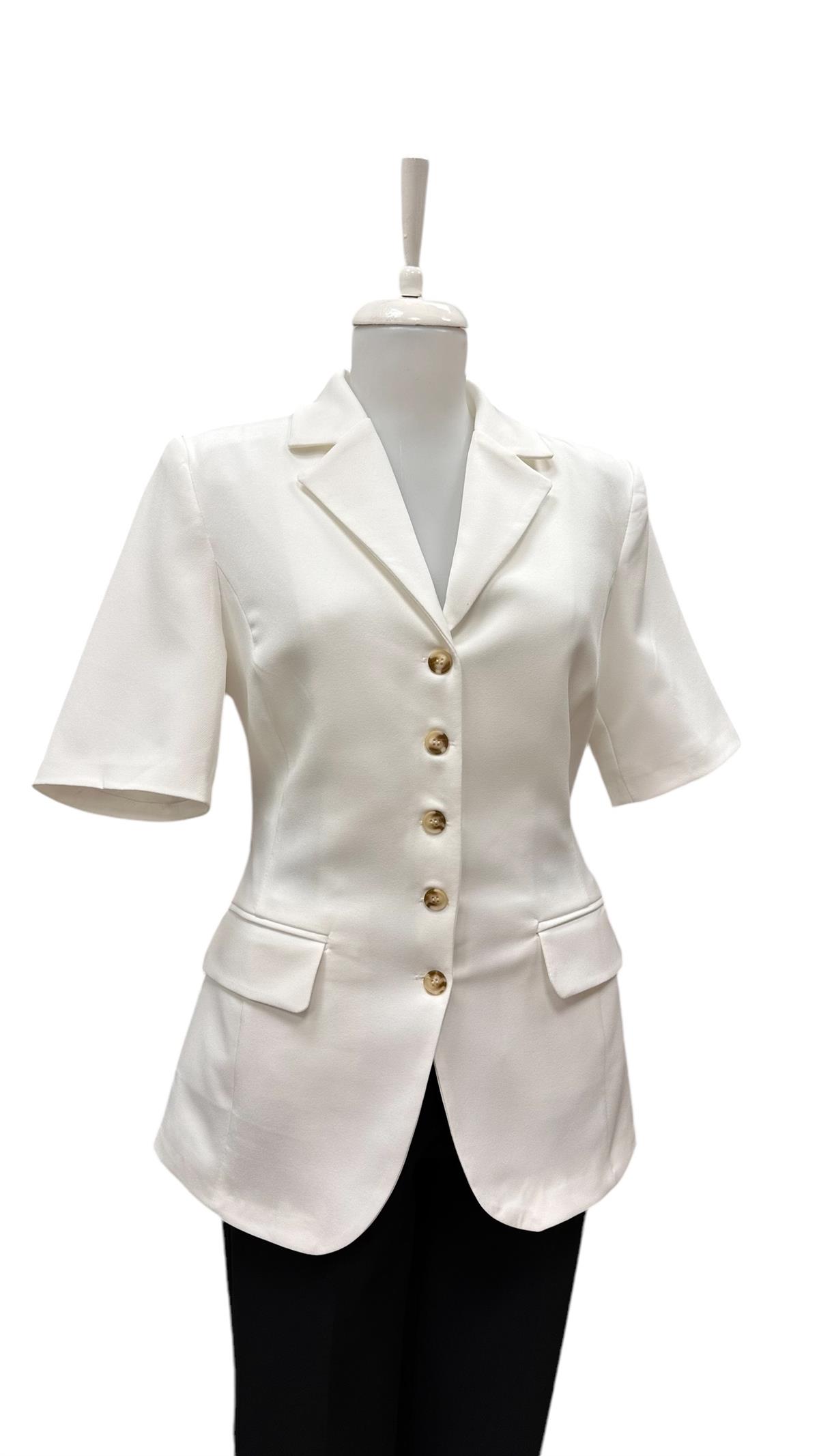 BELDEN OTURTMALI KISA KOL BLAZER CEKET EKRU