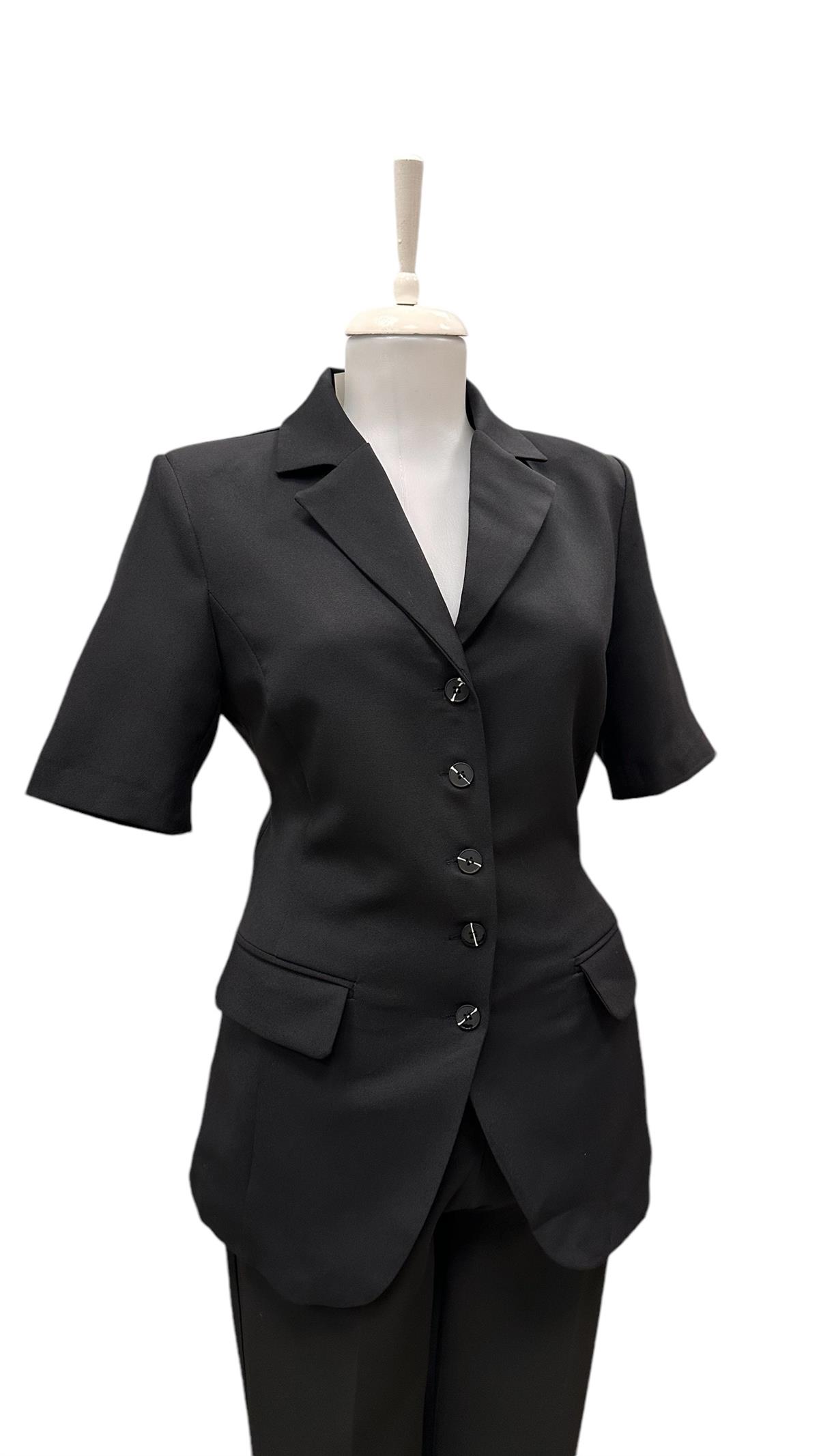 BELDEN OTURTMALI KISA KOL BLAZER CEKET SİYAH