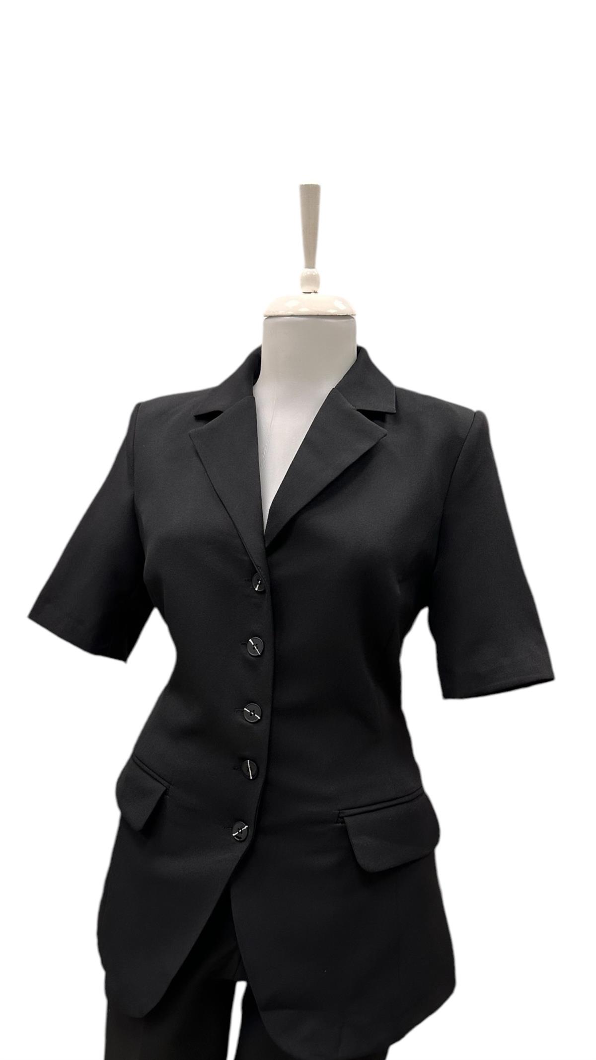 BELDEN OTURTMALI KISA KOL BLAZER CEKET SİYAH