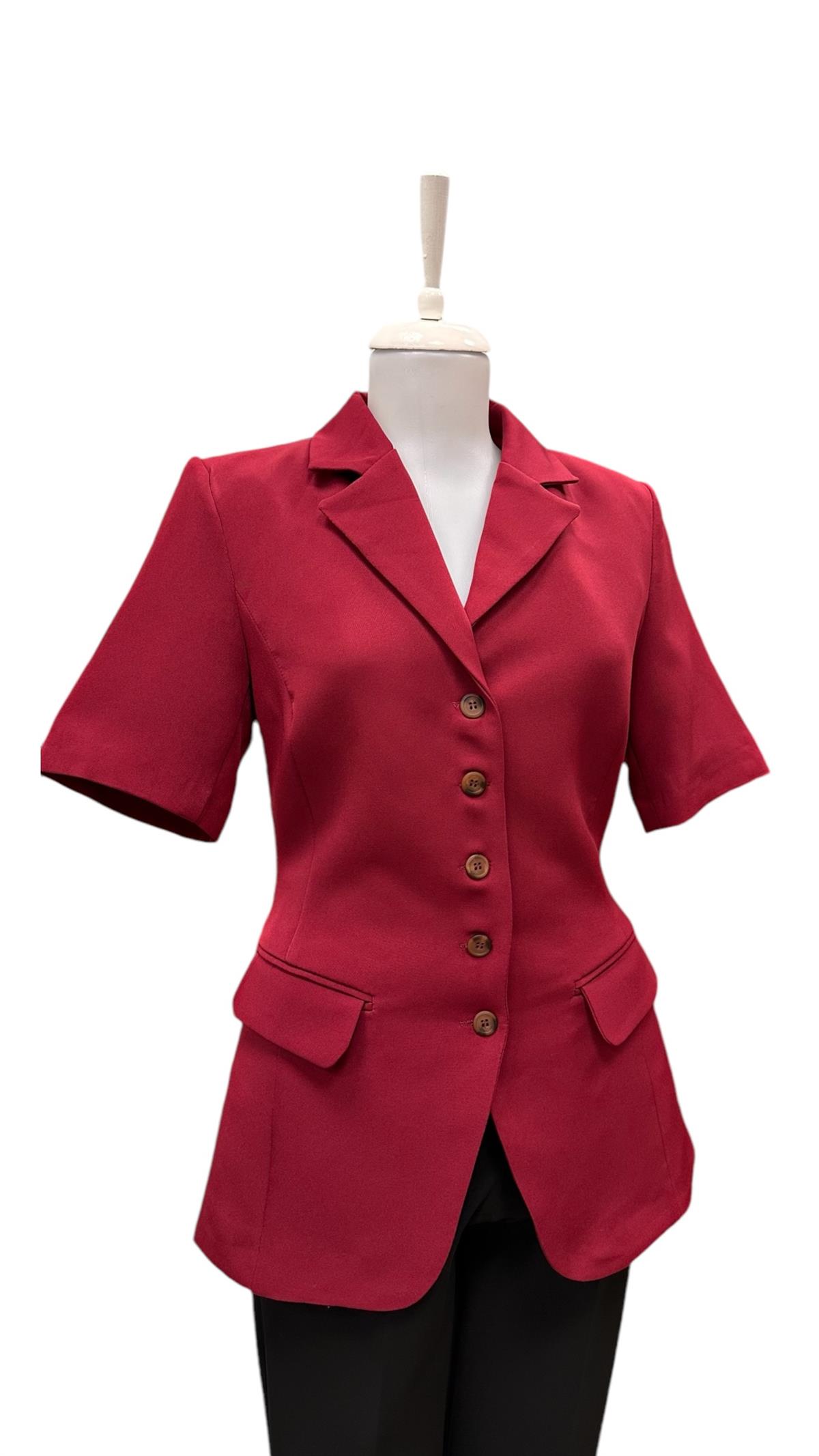 BELDEN OTURTMALI KISA KOL BLAZER CEKET VİŞNE