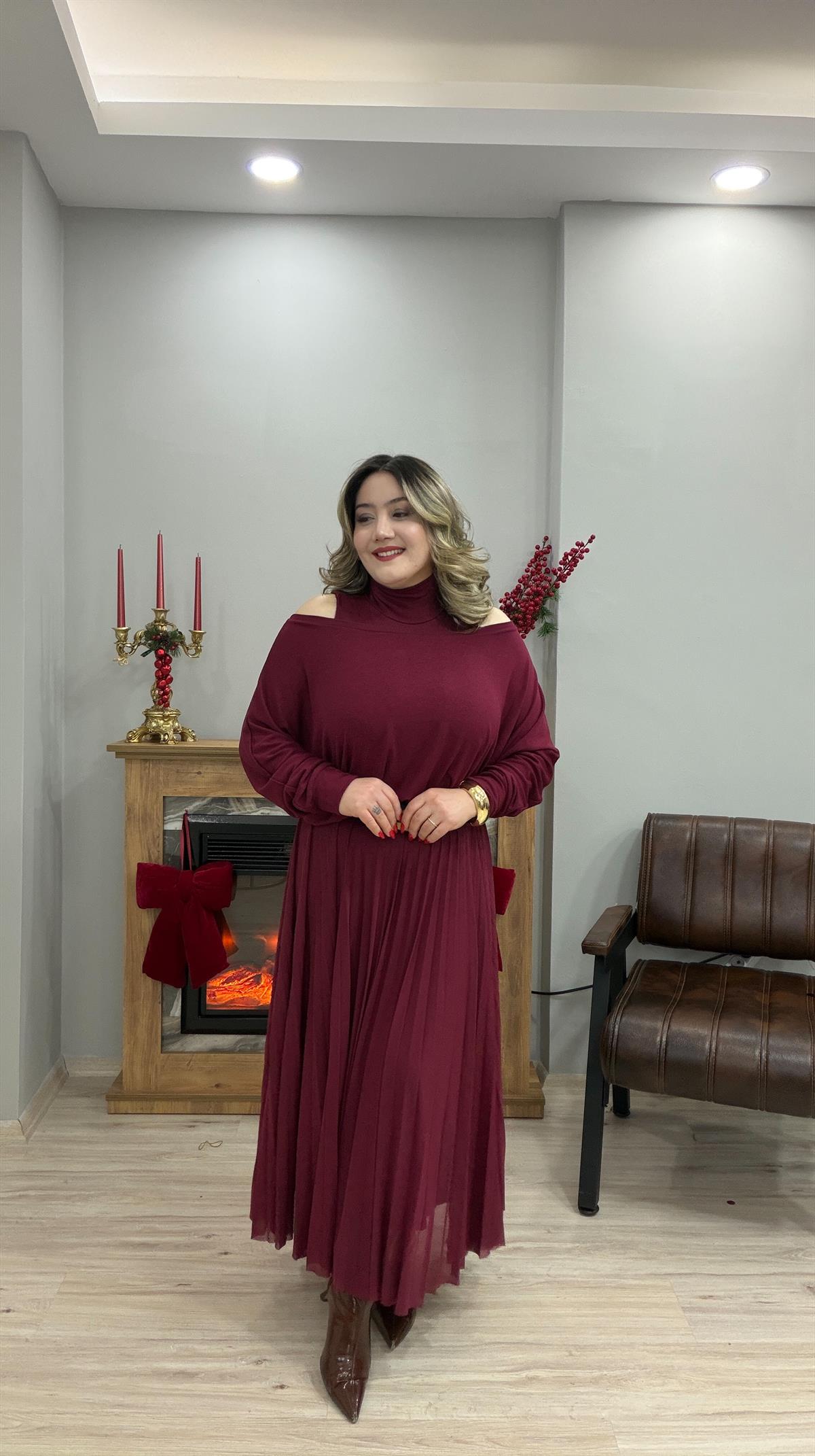 BLUZ ELBİSE TAKIM BORDO