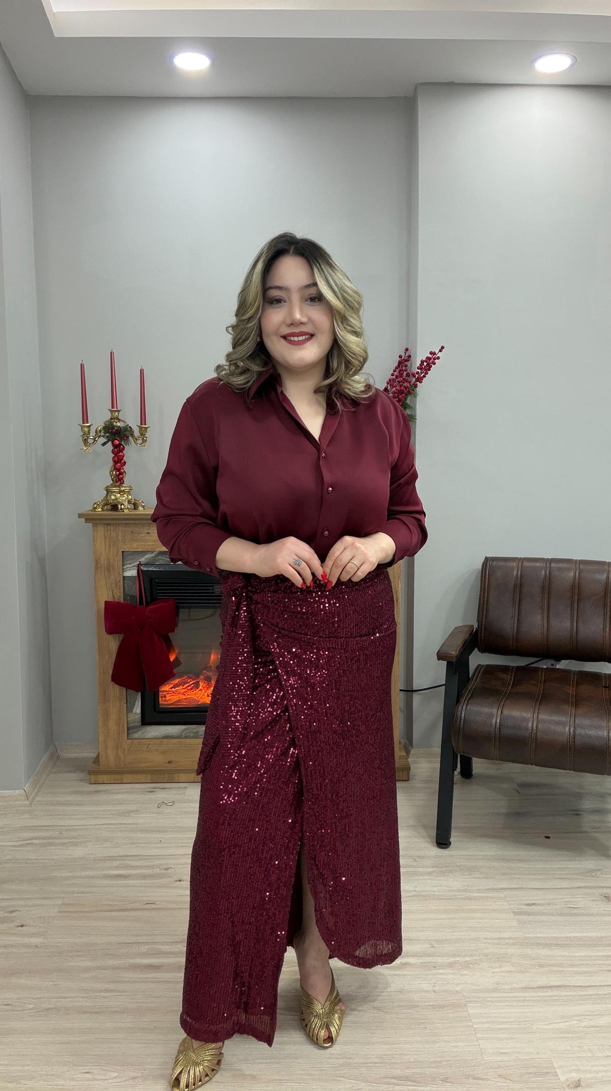 BORDO PAYETLİ ANVELOP BAĞLAMALI ETEK