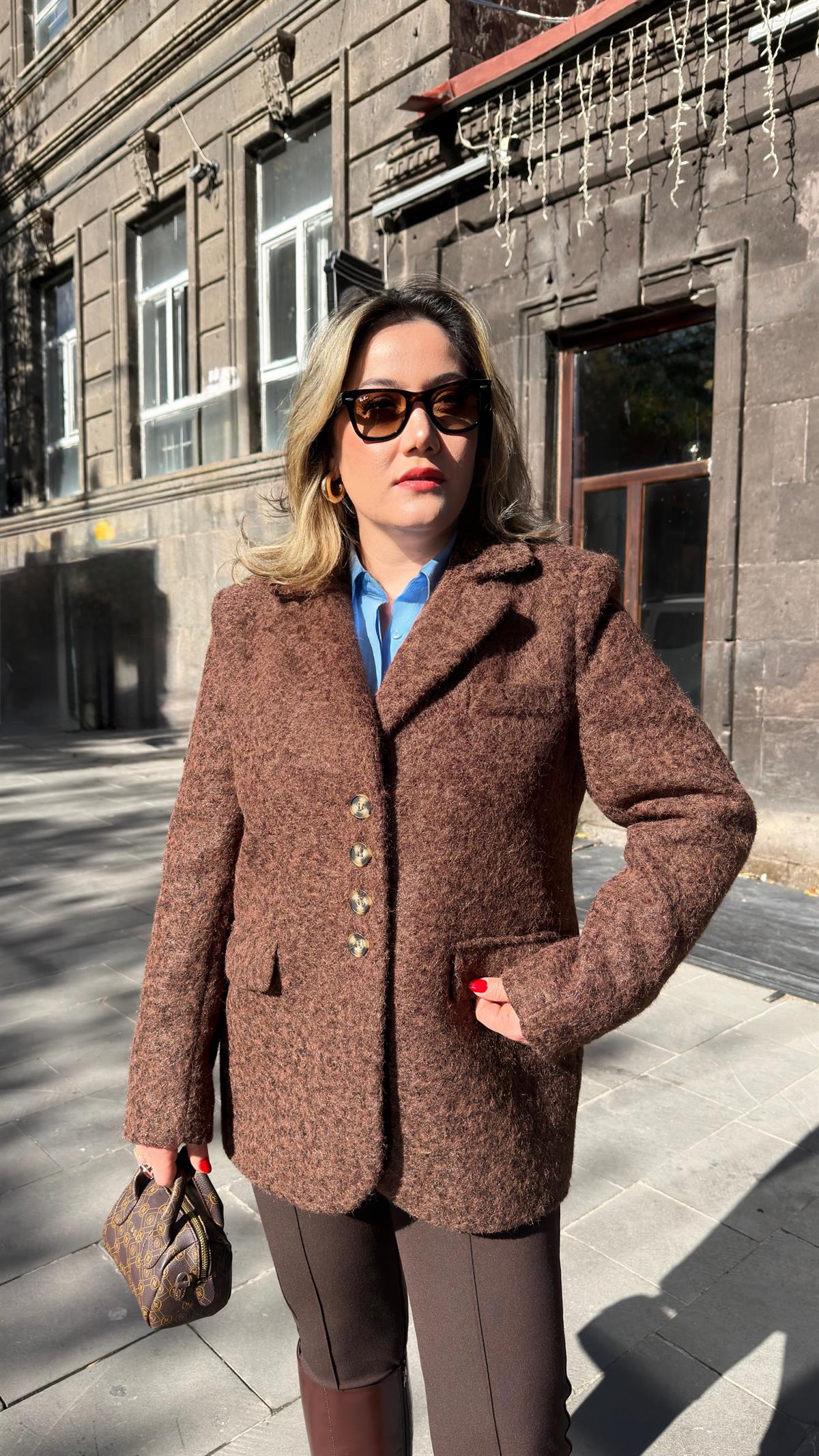 BUKLET BLAZER CEKET KAHVE