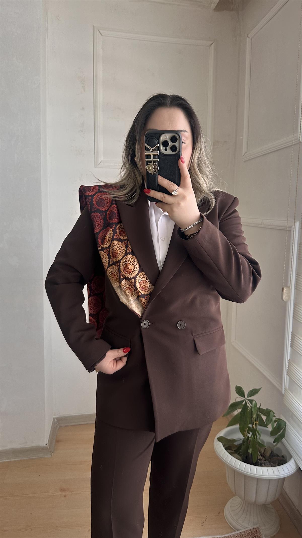 CARROT PANTOLONLU BLAZER CEKET TAKIM ACI KAHVE
