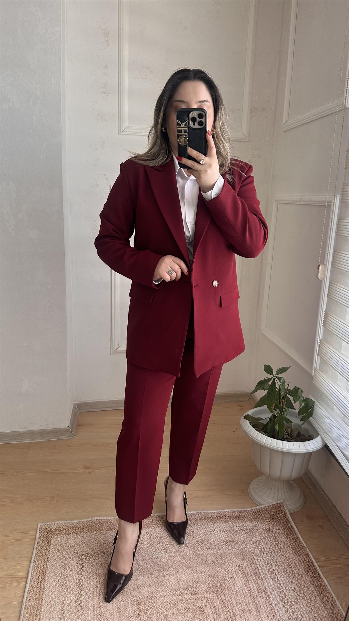 CARROT PANTOLONLU BLAZER CEKET TAKIM BORDO