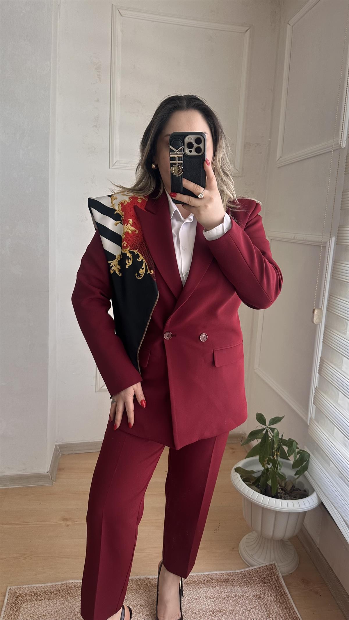 CARROT PANTOLONLU BLAZER CEKET TAKIM BORDO