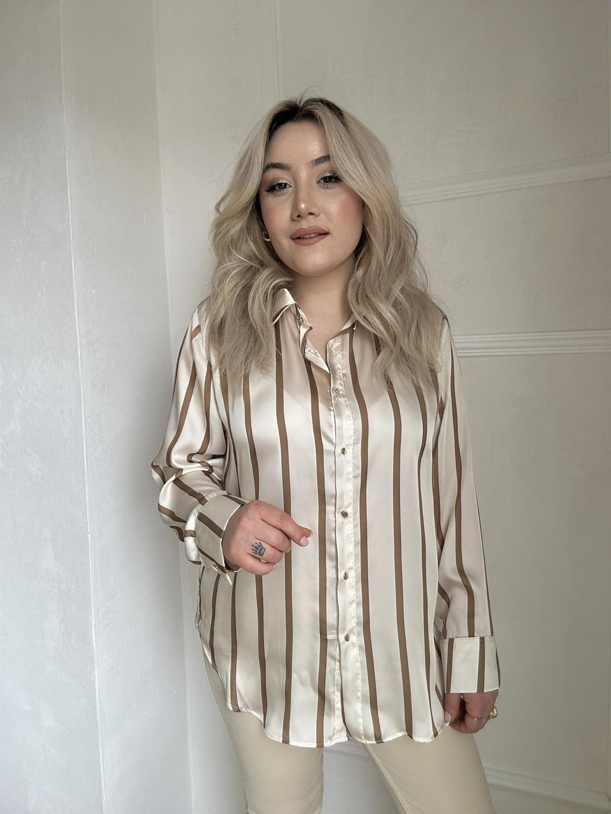ÇİZGİLİ SATEN GÖMLEK