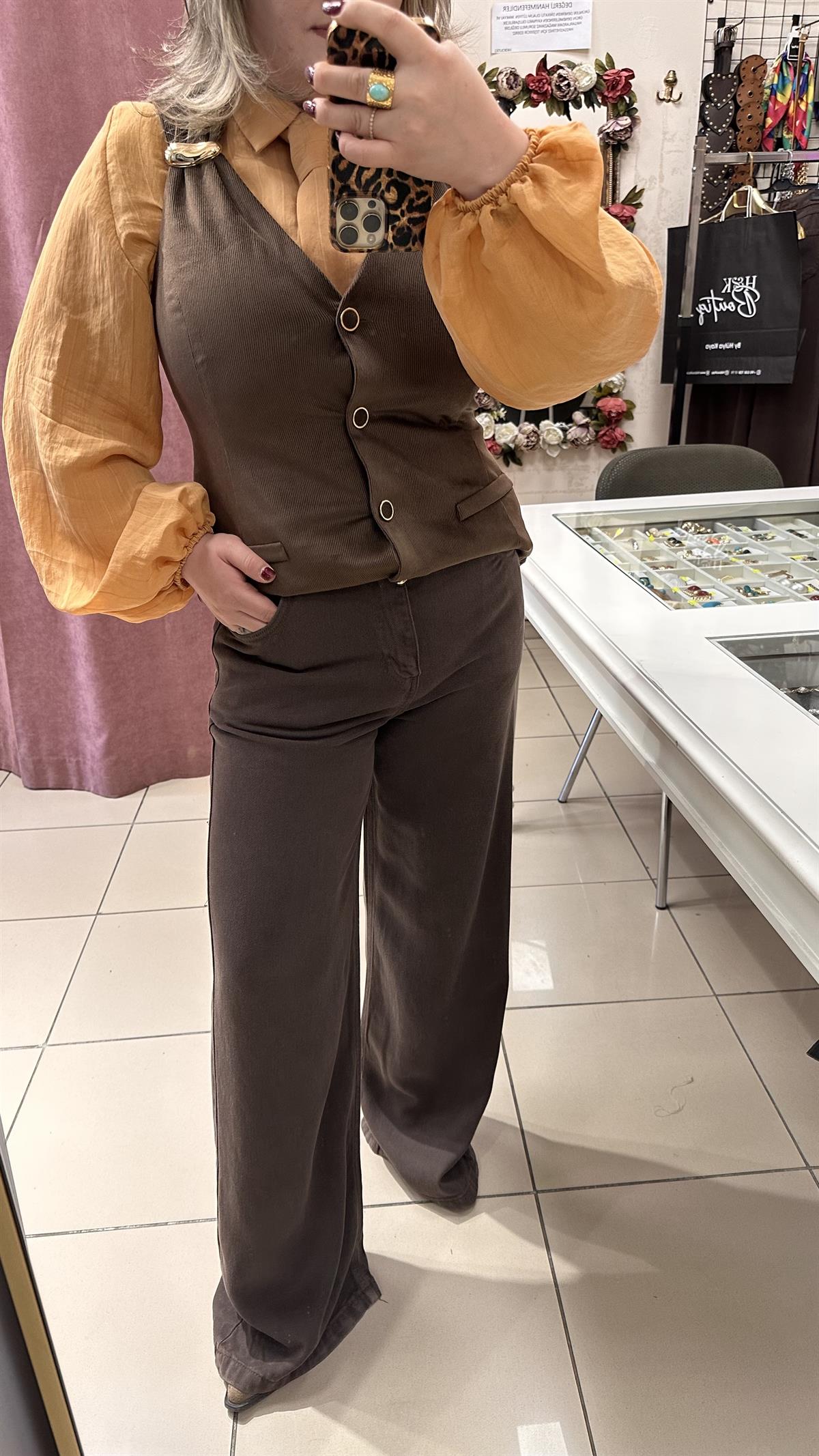 CONTALI GABARDİN PANTOLON KAHVE